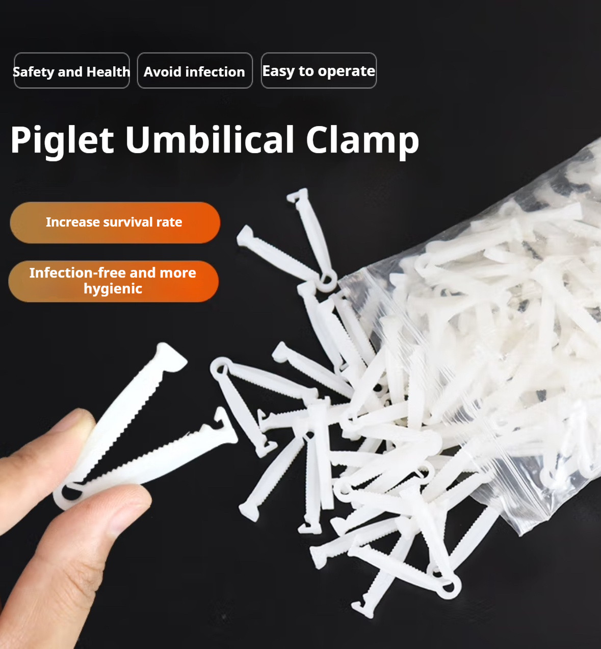 Disposable veterinary supplies-Plastic umbilical clamping tool for livestock