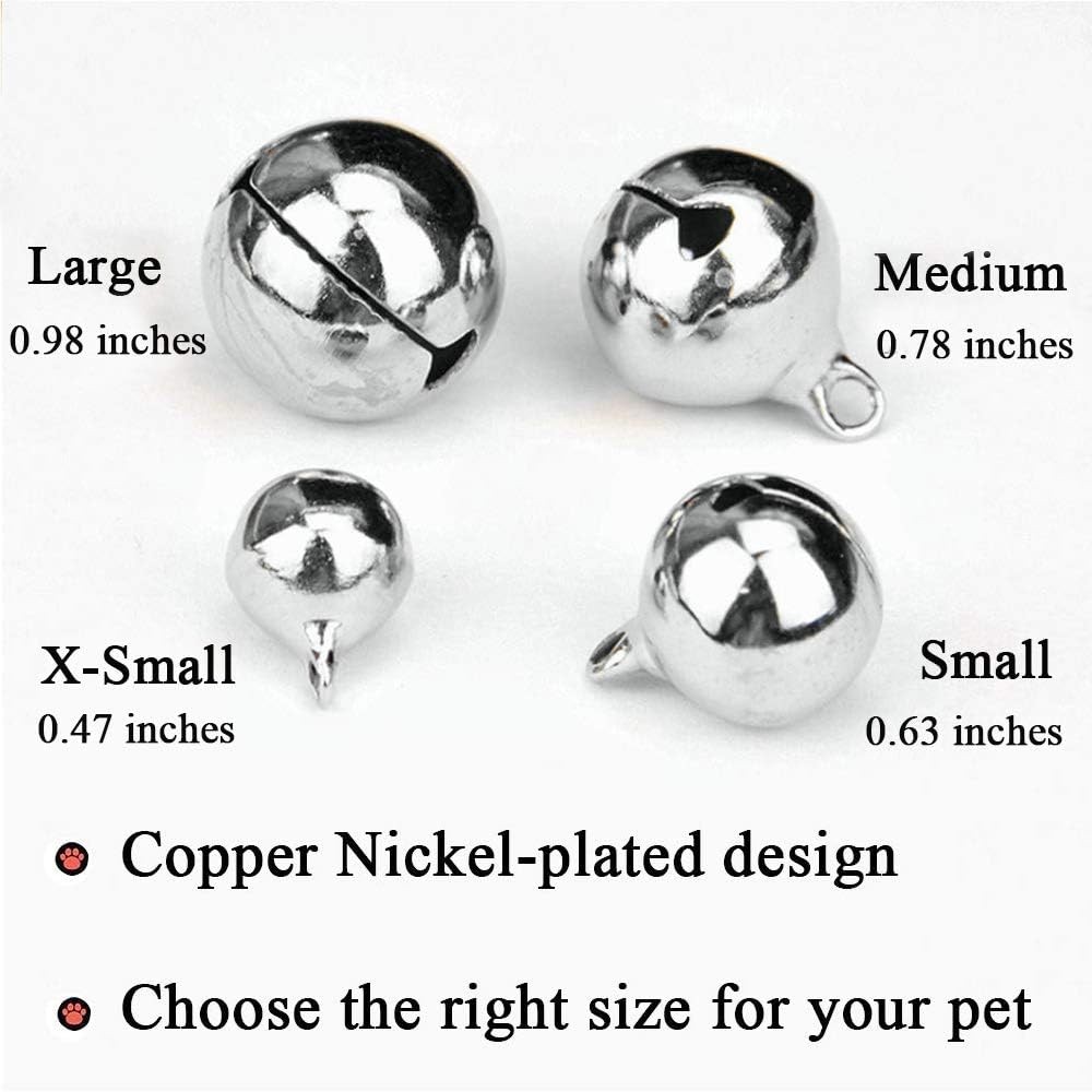 4 Sets Cat Bell for Dog Collar Charm Training Pet Pendant X-S, Silver