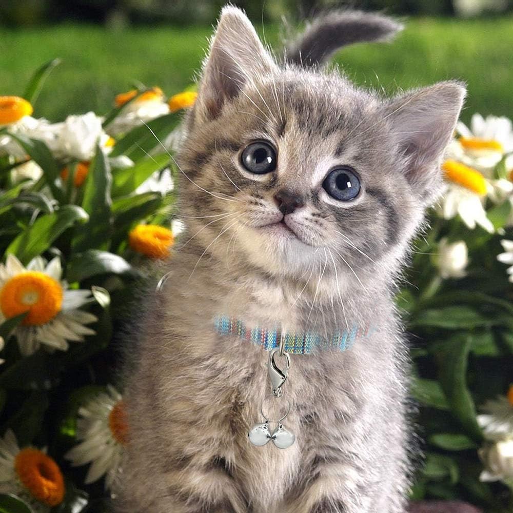 4 Sets Cat Bell for Dog Collar Charm Training Pet Pendant X-S, Silver