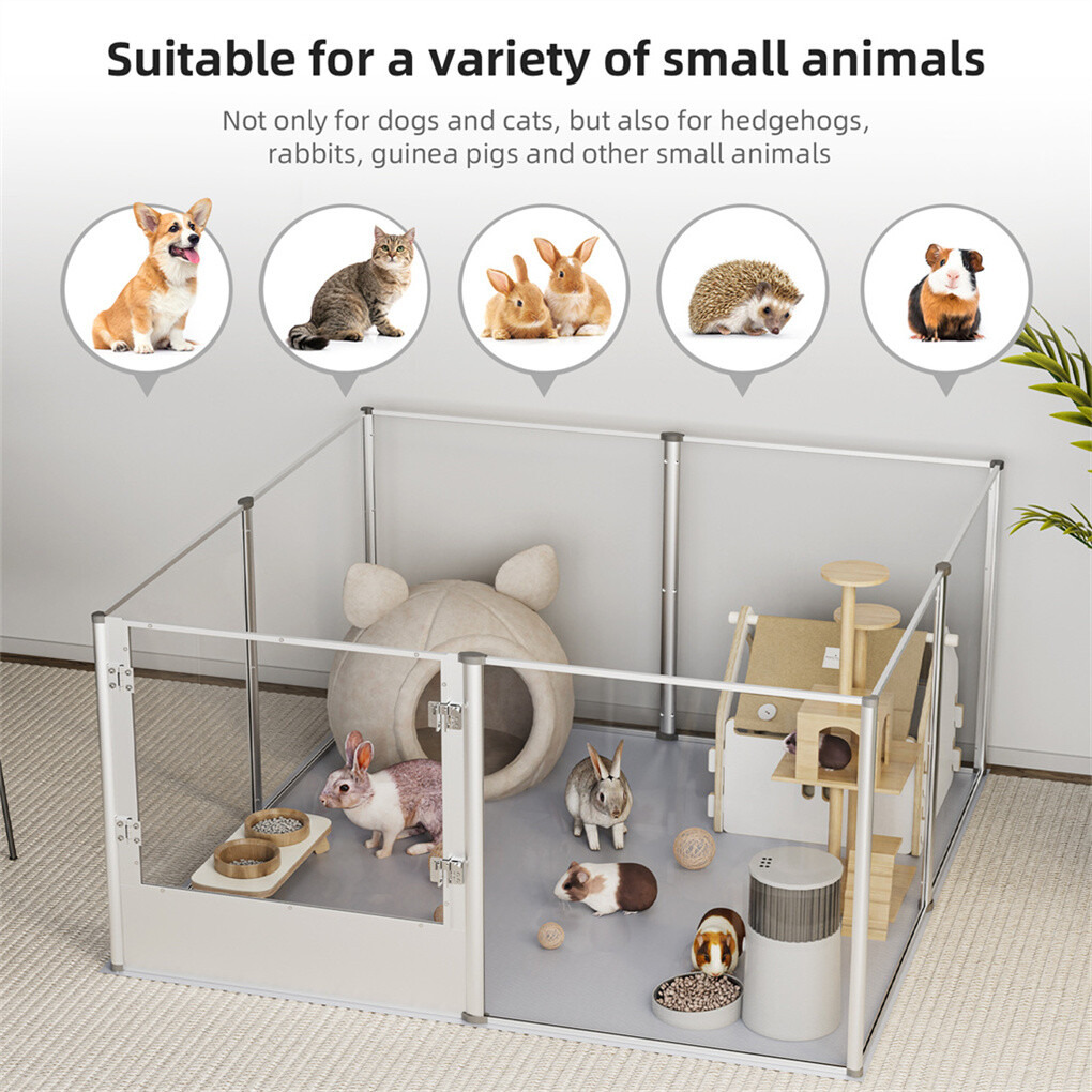6/8 Panels XXL Dog Playpen Acrylic Pet Whelping Box Deep Fertility Cage Lockable