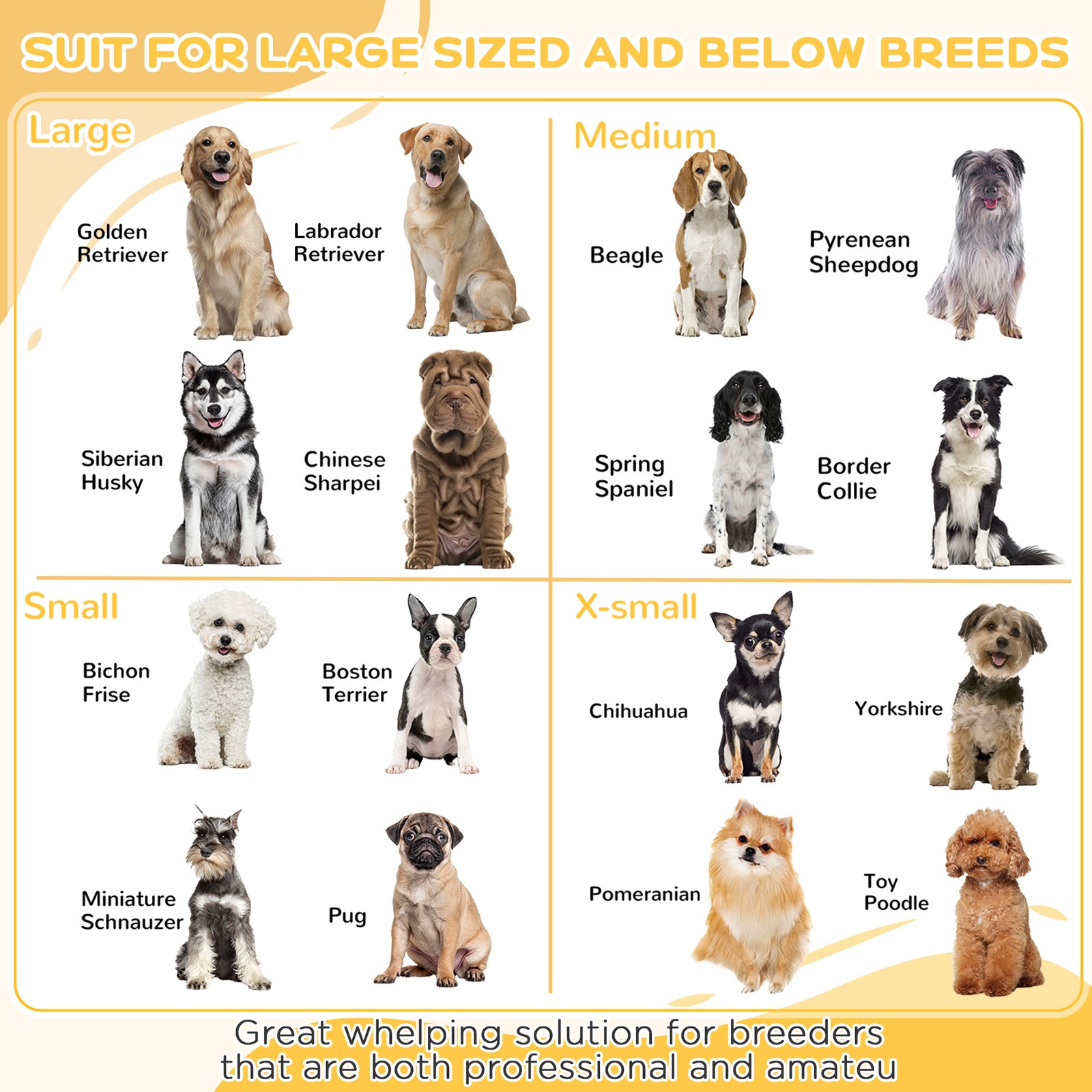 Whelping Box for Dogs with Pee Pad, Pig Rail, 41″ x 39″