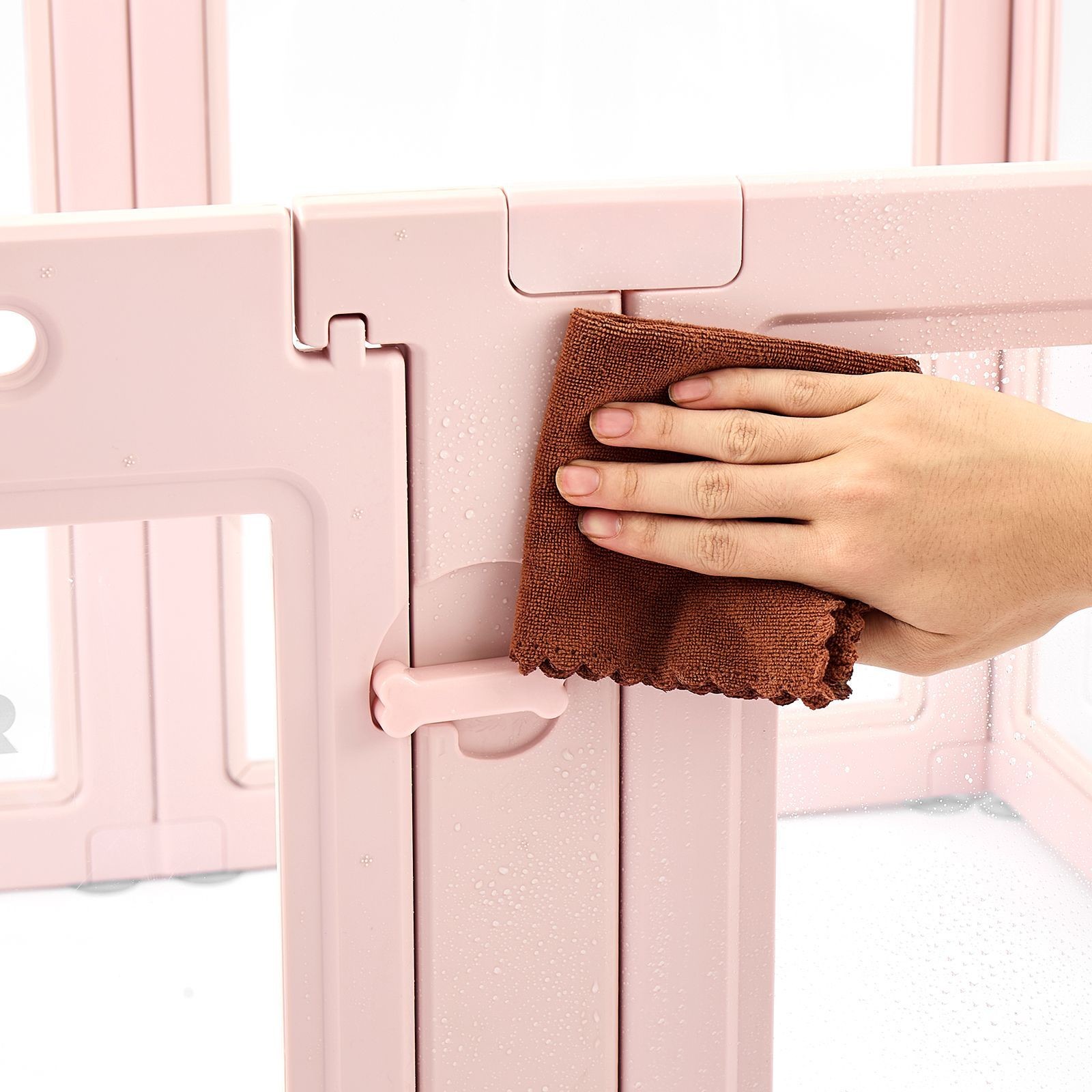 Plastic Dog Whelping Pen with Windows, 60x39x23 in, Waterproof Puppy Playpen