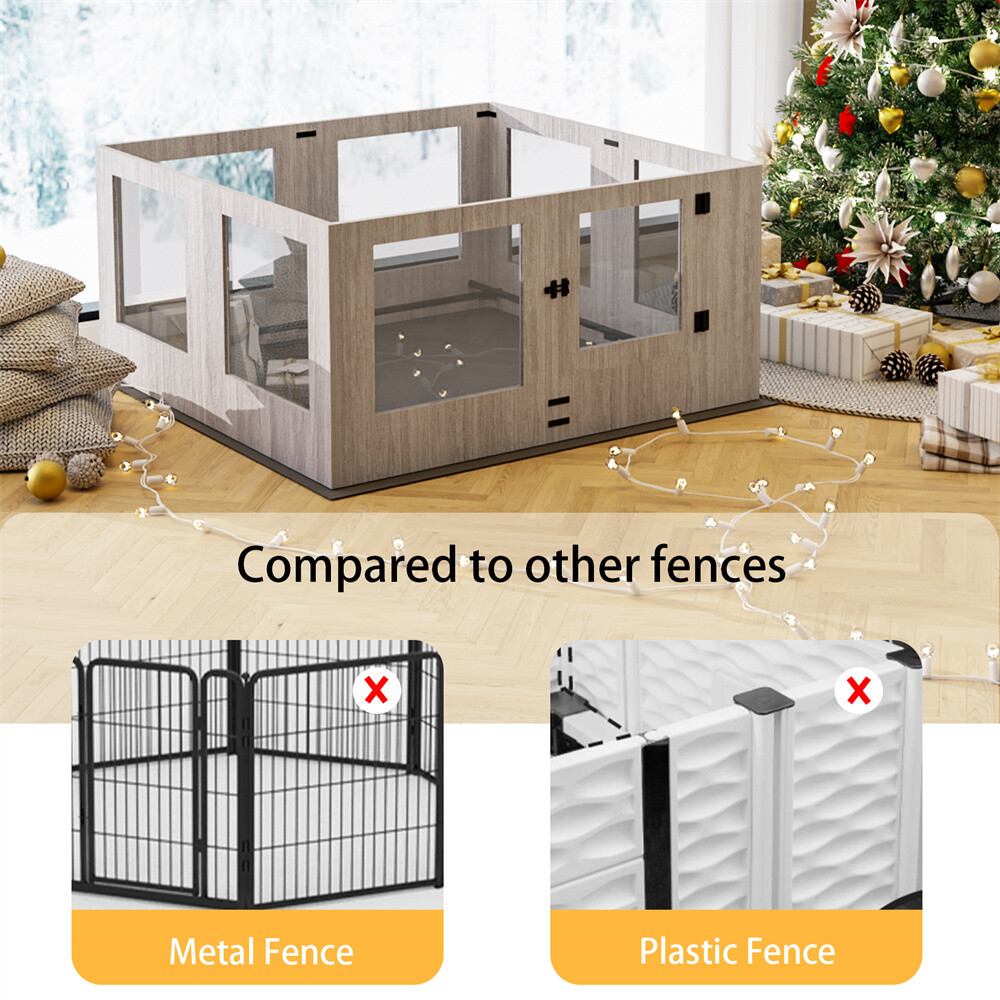 Heavy Duty Clear Pet Whelping Box With Waterproof Pad Dog Playpen Exercise Pen