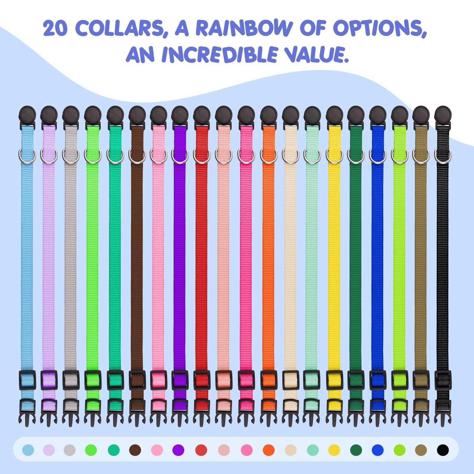 20 Pack Puppy Collars,Puppy Collars for Small Puppies Safety Buckle Soft Nylo…