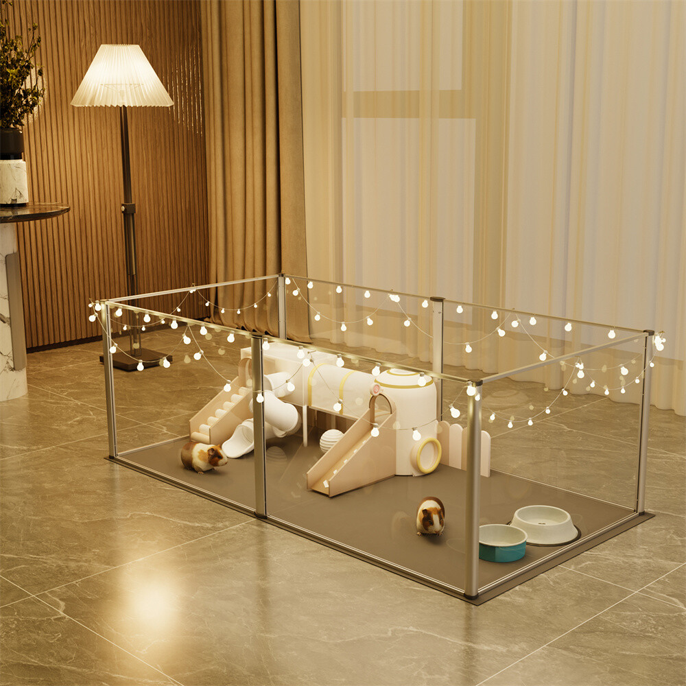 Acrylic Dog Whelping Box Pet Playpen Panel Fertility Pad Aviation Aluminum Frame