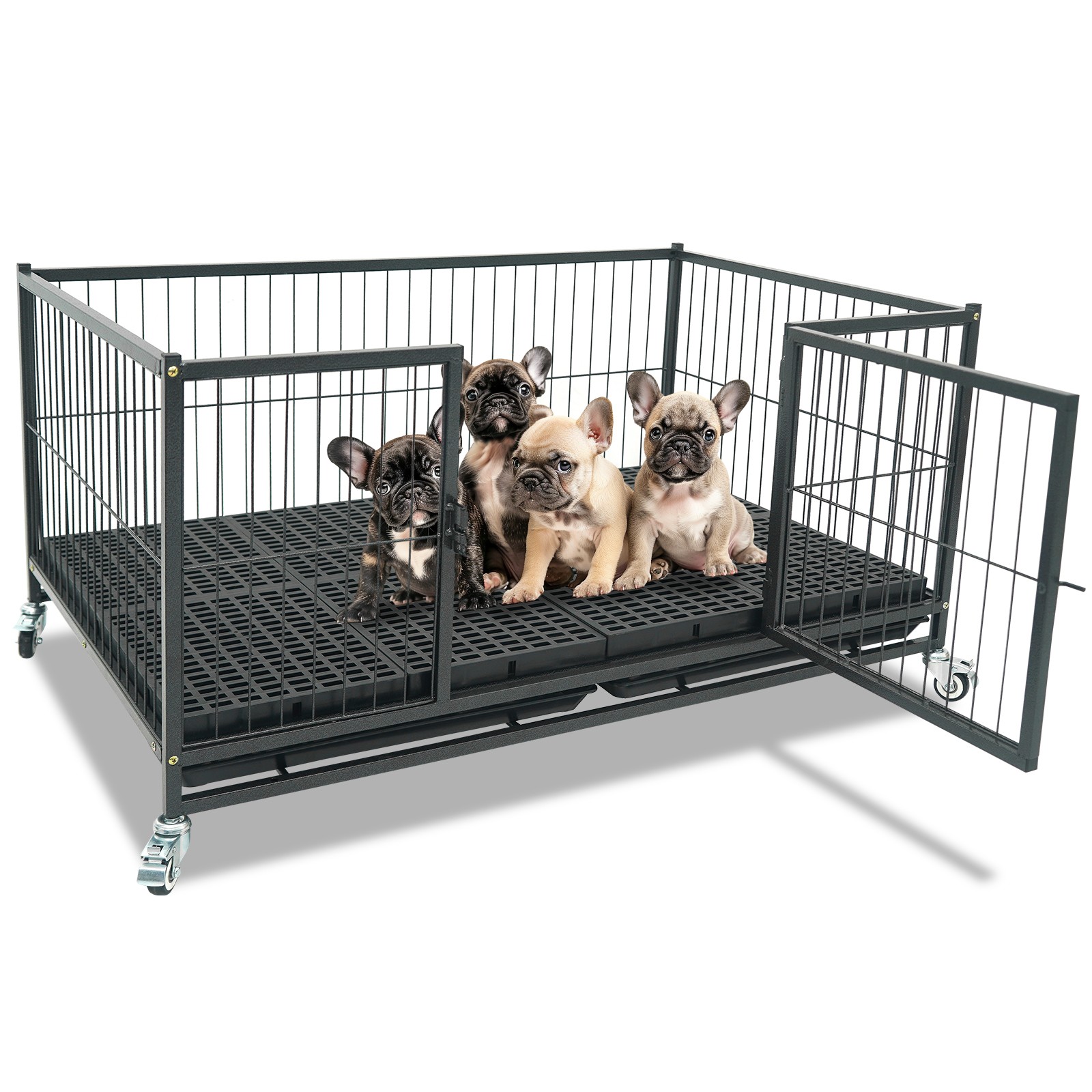 Homey Whelping Top Box w Plastic Floor Tray Casters for Small Breed Dogs