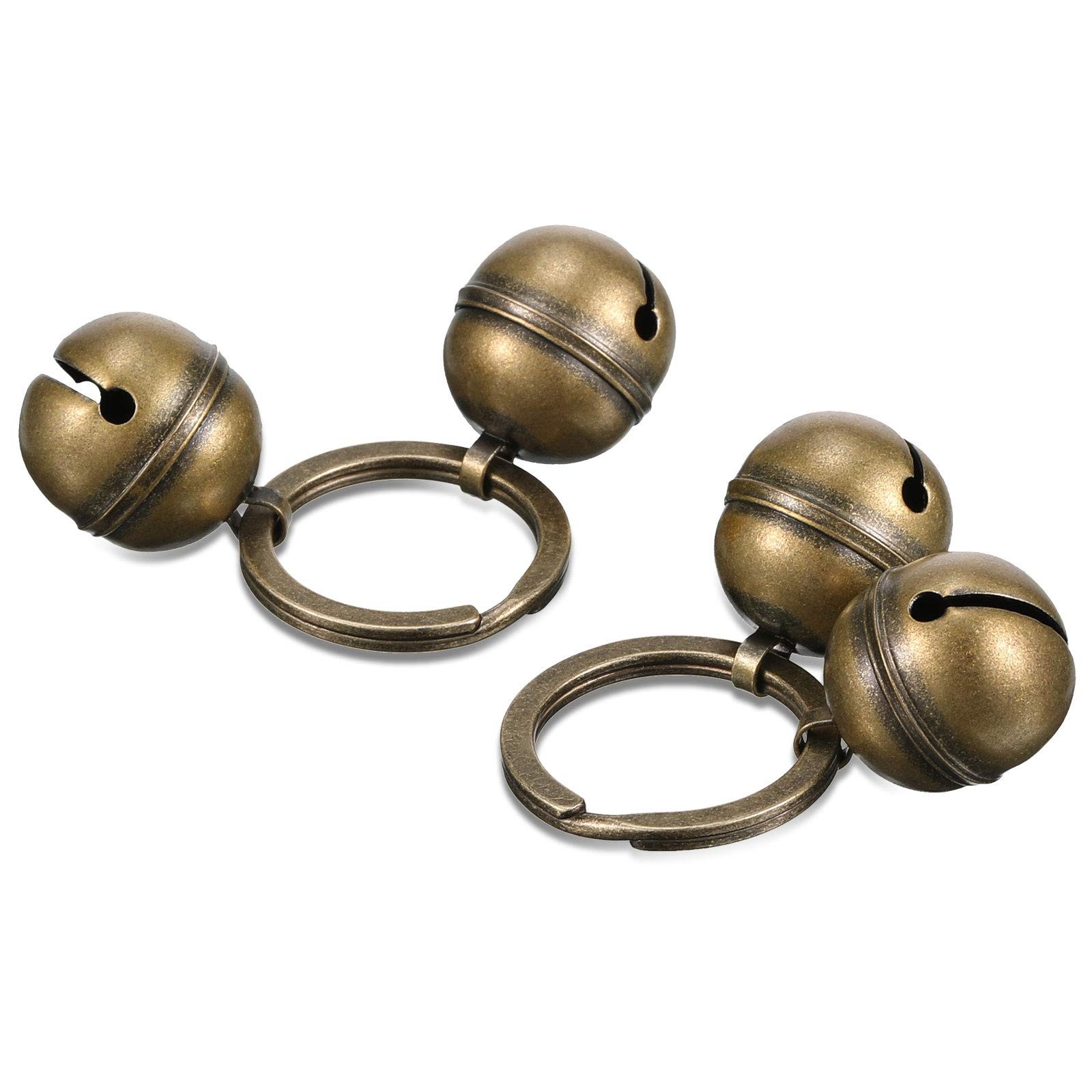 Ripeng Dog Bells for Pet Tracking, 4 Pcs Extra 2 cm x 2.6 cm, Bronze,Brass