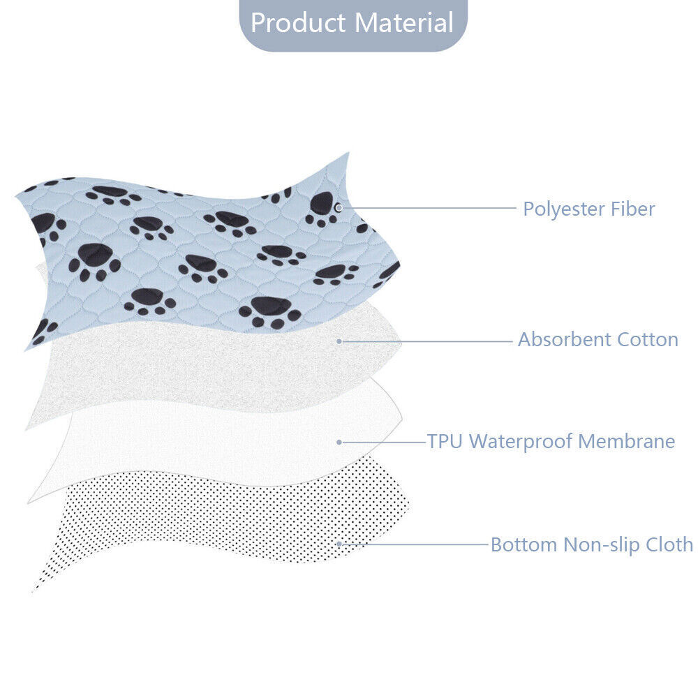 Reusable Pets Pee Pads Mat Washable Puppy House Training Pads 4 Size 4 Colors