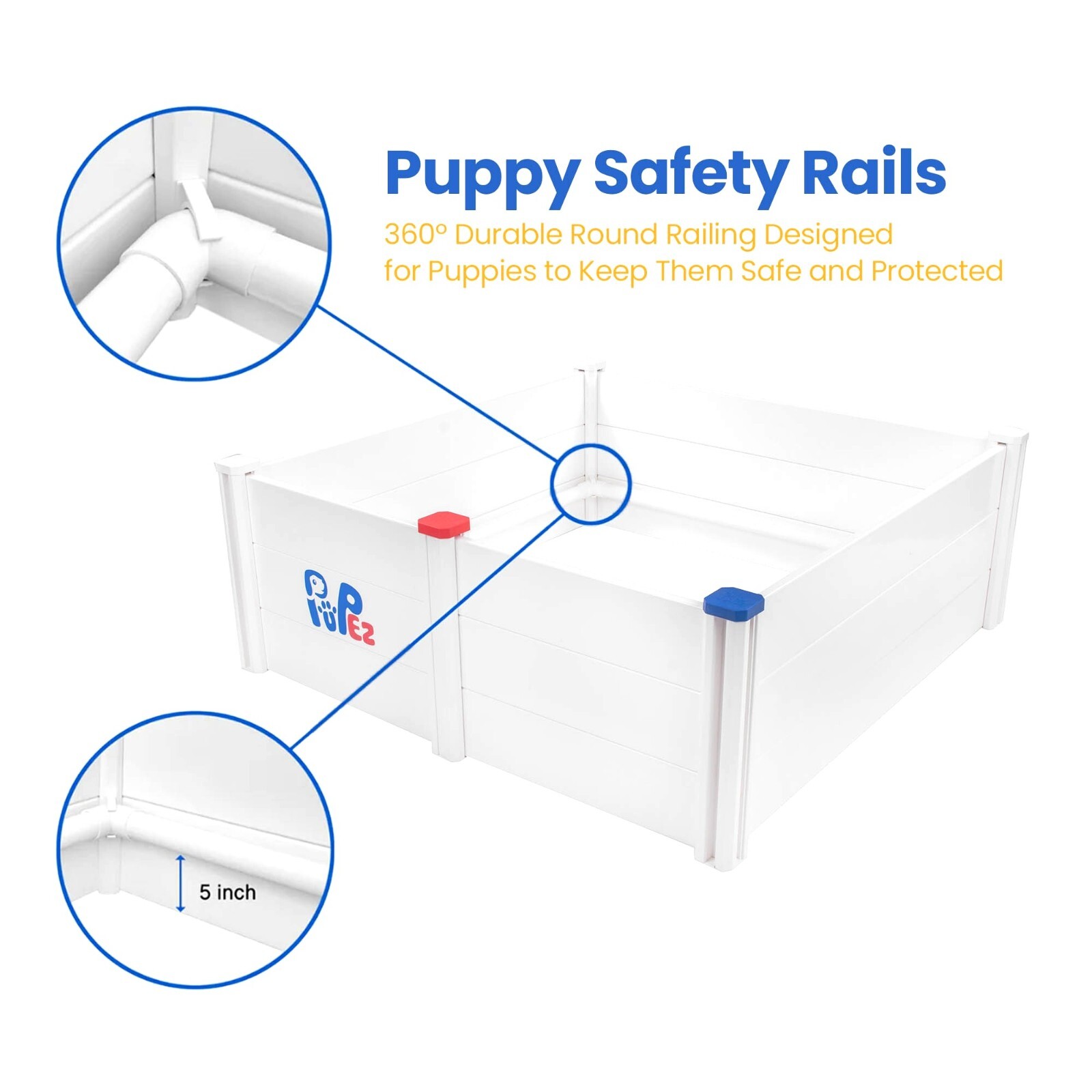 Whelping Box for Dog Breeding + *BONUS PUPPY RAIL* | ALL BREEDS | 48″x48″x18″