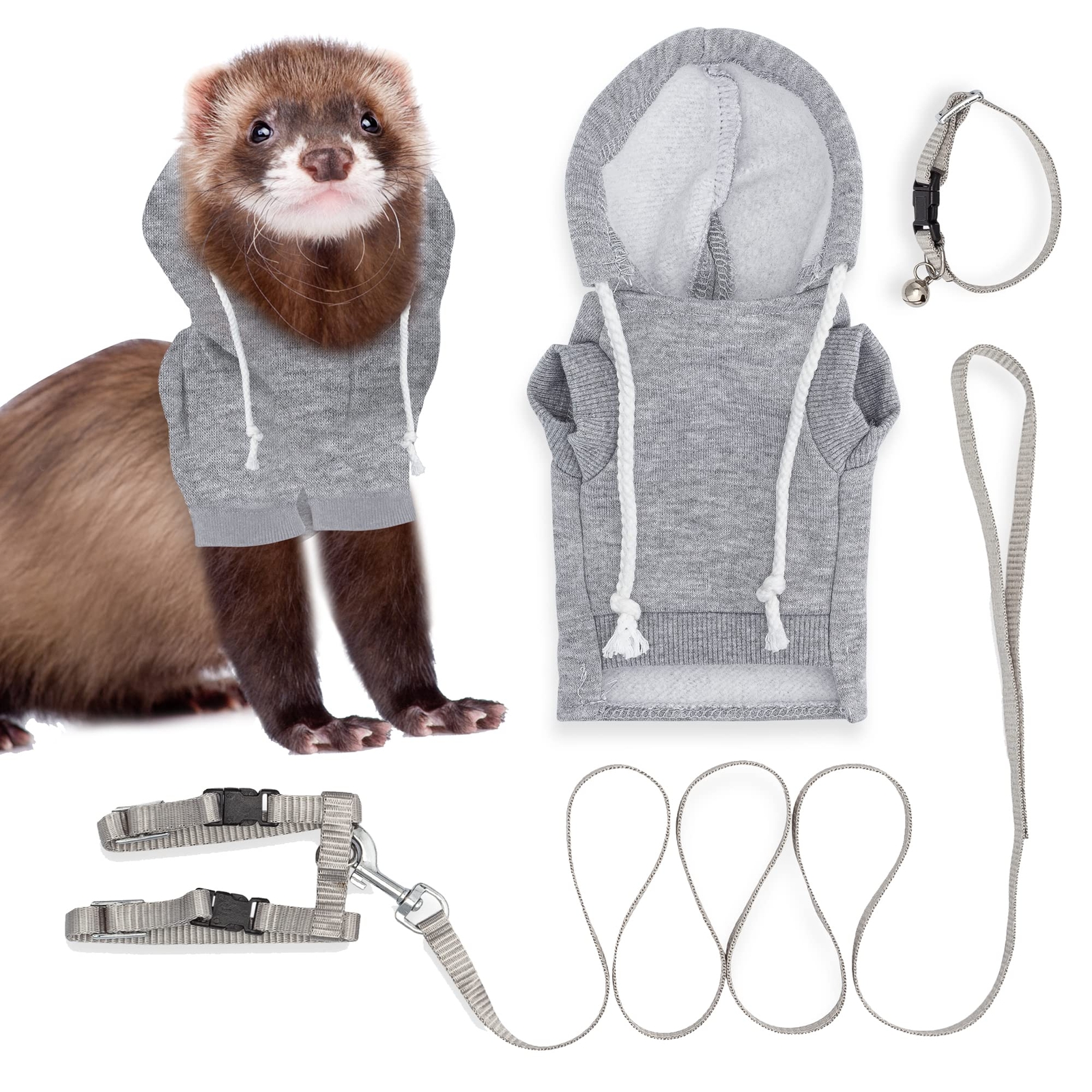 Ferret Sweater Set – Harness Leash and Hoodie for Small Ferrets