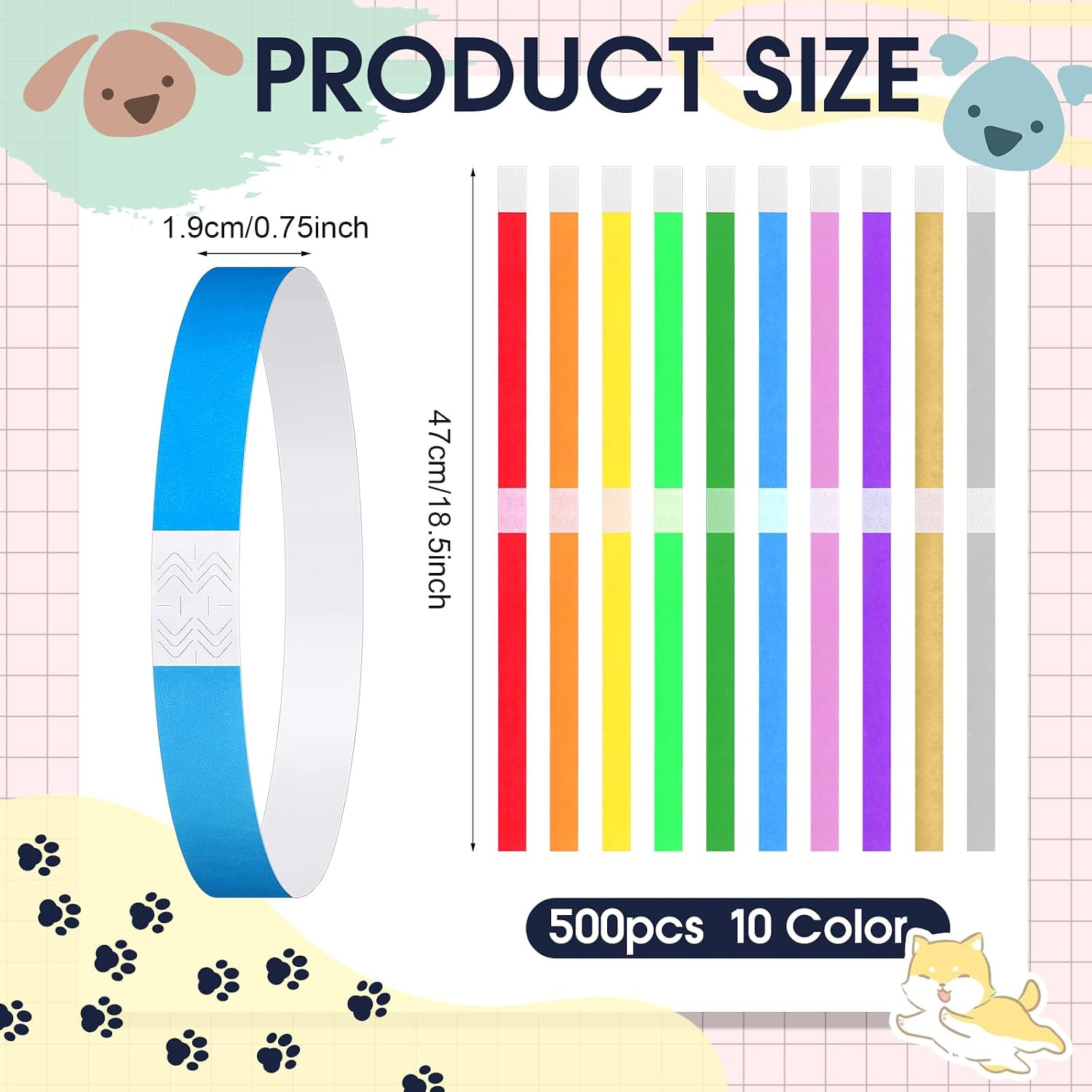 500 Count 18.5 Inch Paper Dog Collars Waterproof Whelping Collars Puppy Newborn