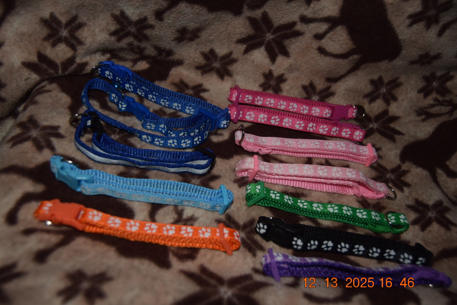 LOT(12)Soft Nylon Puppy ID Collars (Adjustable) Whelping LOCKING (NEW/USED)
