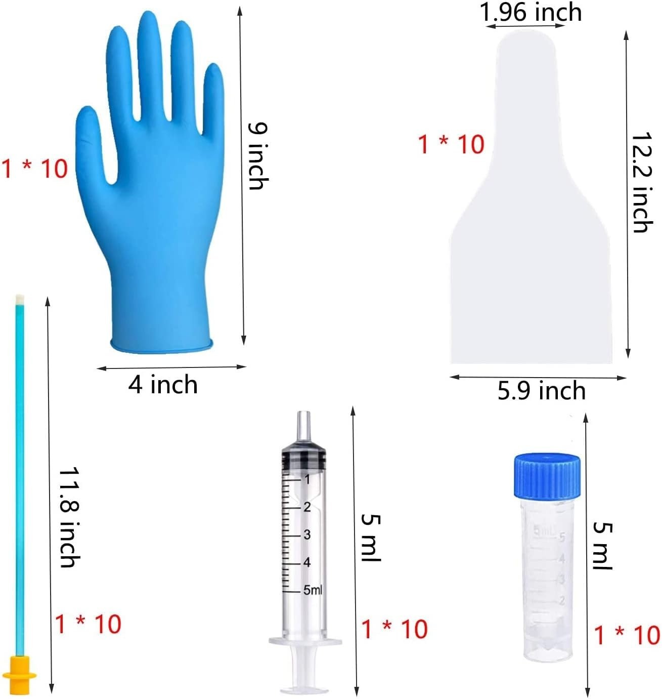 10 Set AI Artificial Insemination Dog Breeding Kit, Canine Tube New