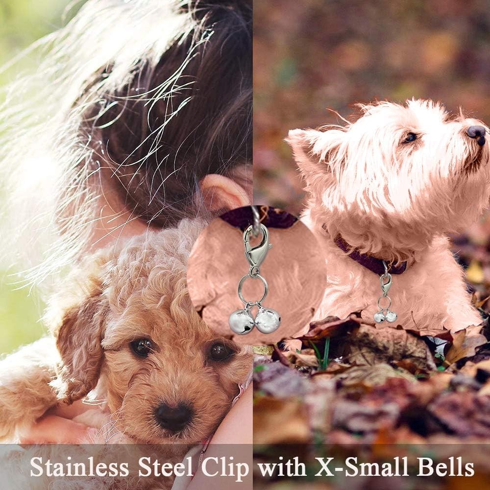 4 Sets Cat Bell for Dog Collar Charm Training Pet Pendant X-S, Silver