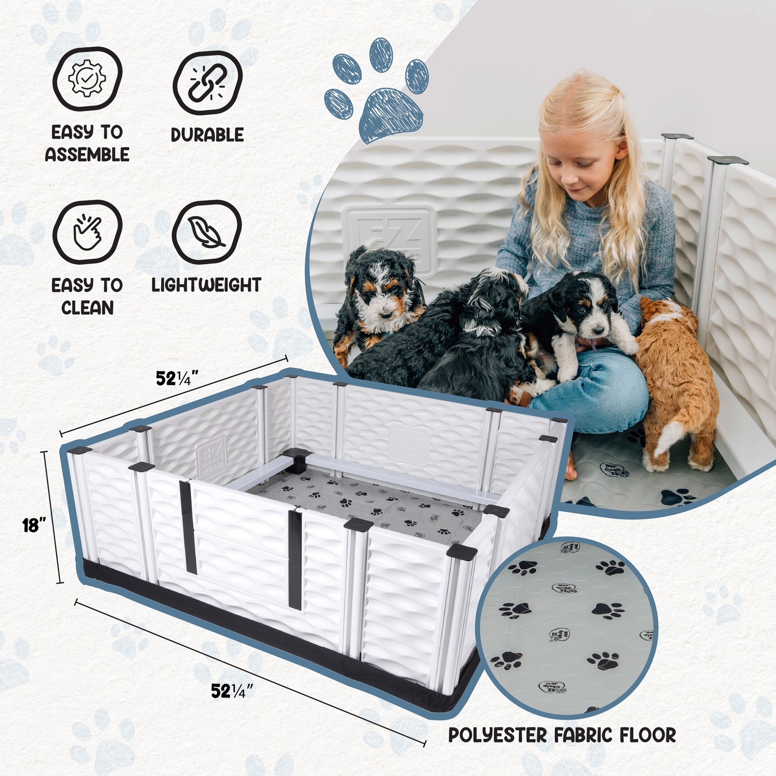 EZwhelp EZclassic 48″x48″ Puppy Whelping Box w/Rails & Liner, Black (Open Box)