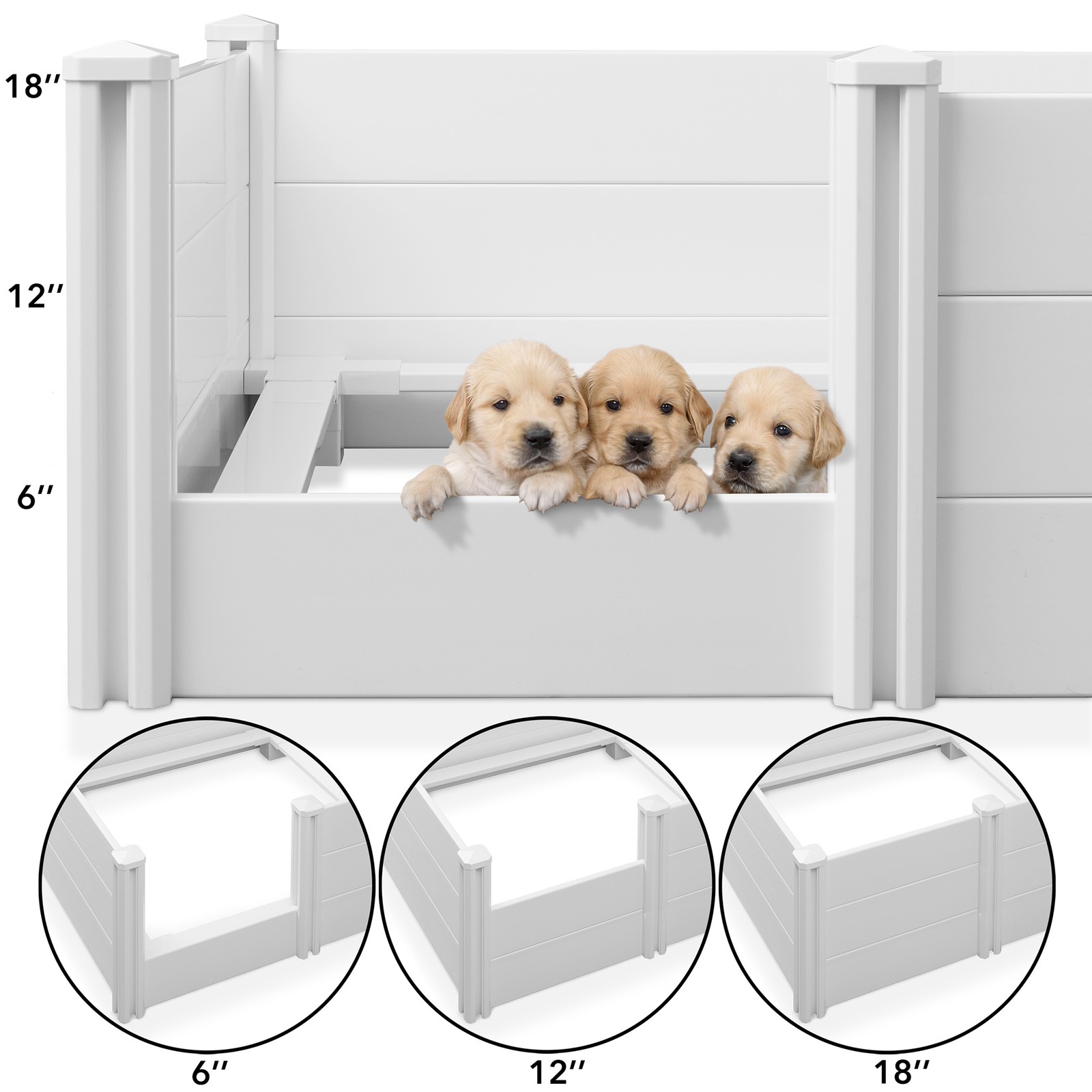 Dog Whelping Box with Rails, Large 48″ x 48″ x 18″ Heavy-Duty PVC Puppy Pen