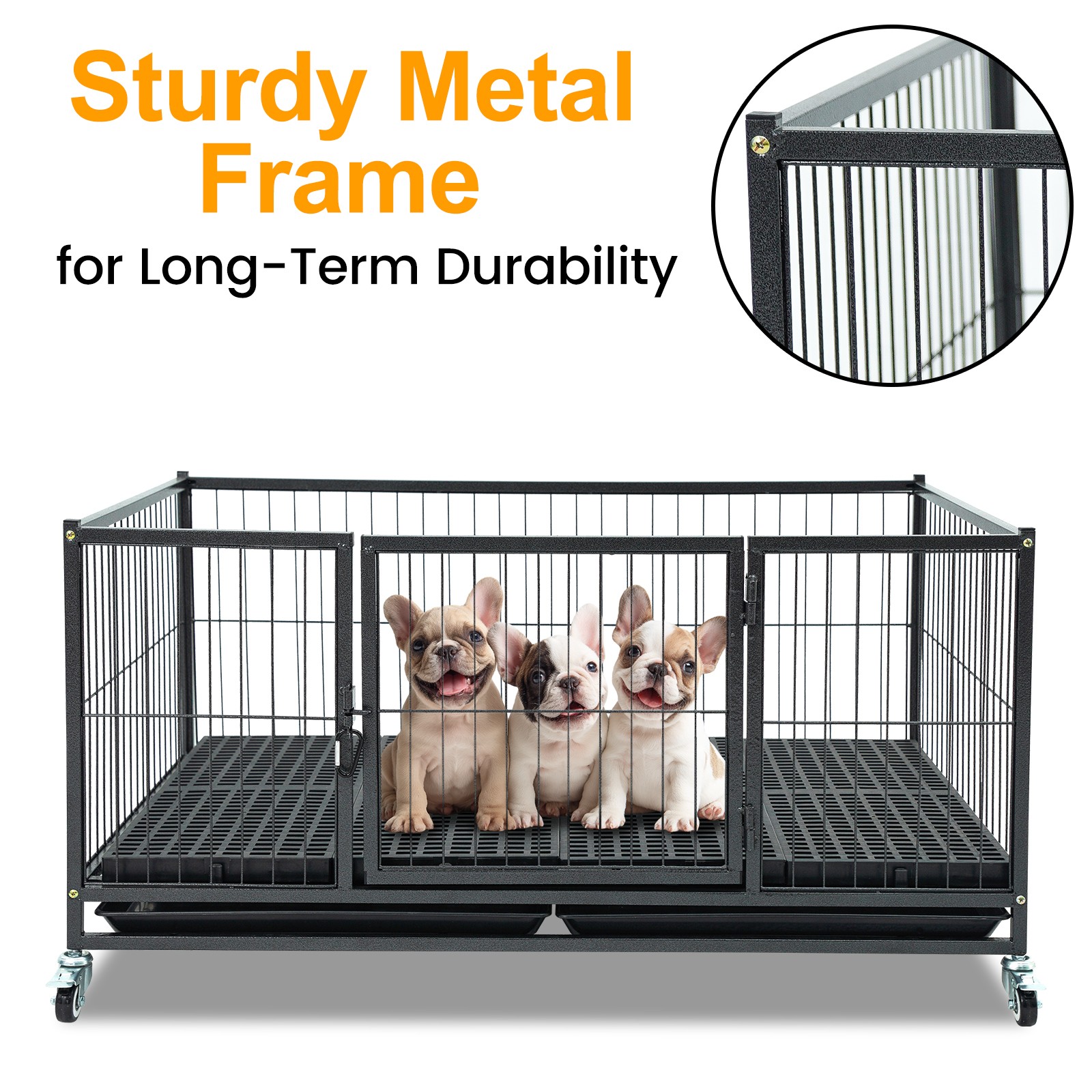 Homey Whelping Top Box w Plastic Floor Tray Casters for Small Breed Dogs