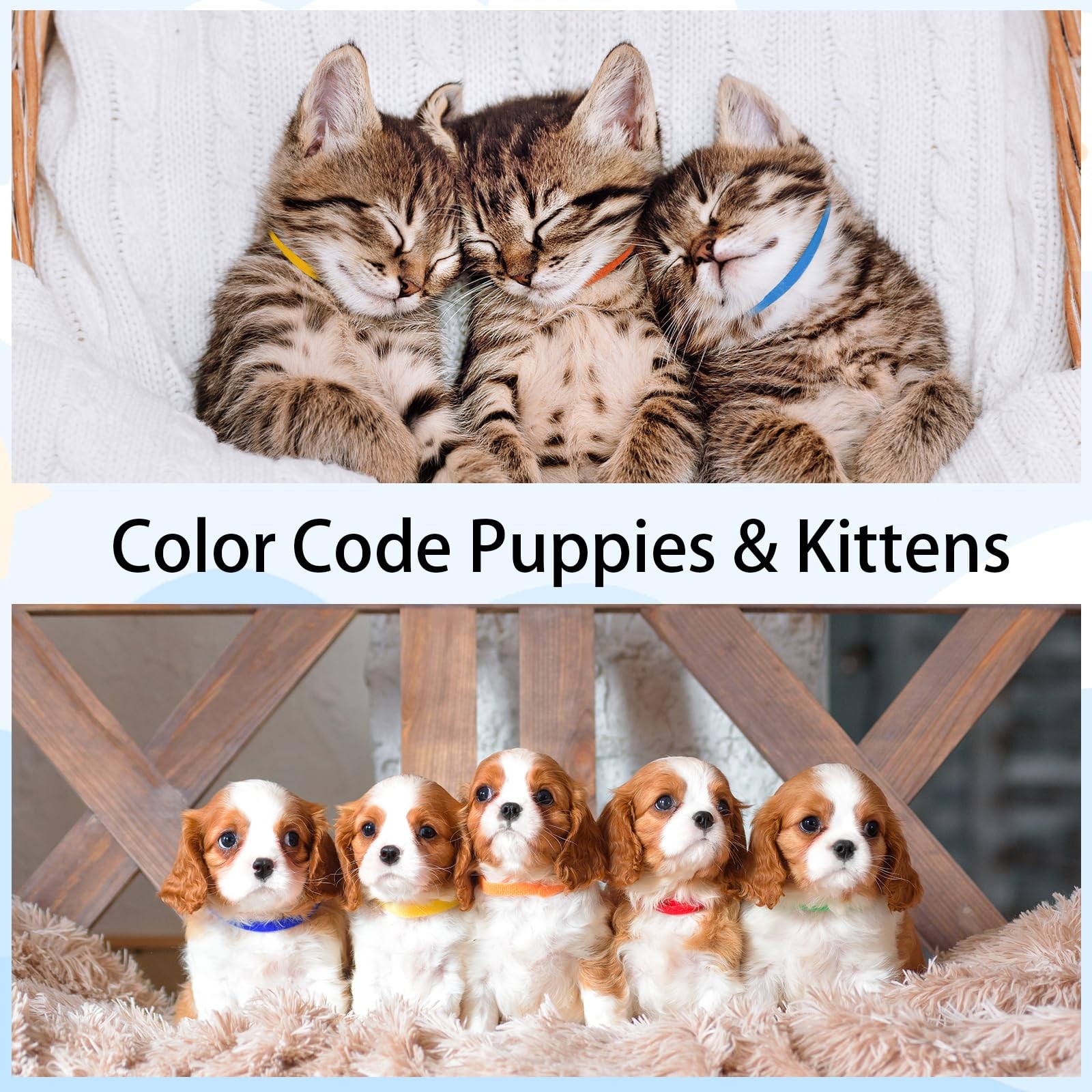 120 Pcs Puppy Collars for Litter, Adjustable Soft Newborn Puppy Collars Tiny …