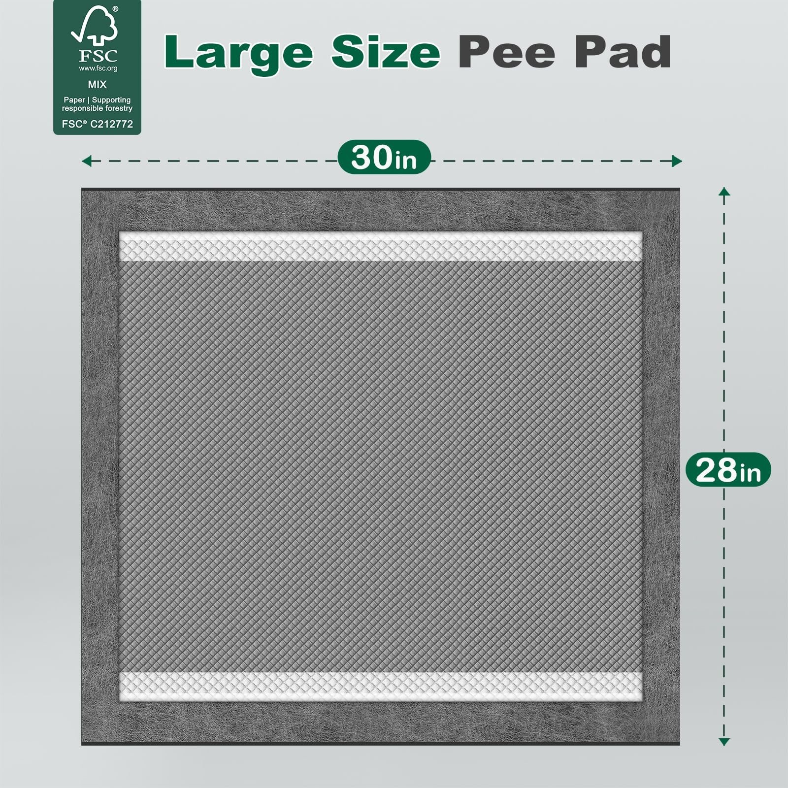 MIZOK Pee Pads for Dogs Charcoal, 28x30in Large Wee Wee Pads for Dogs, Superi…