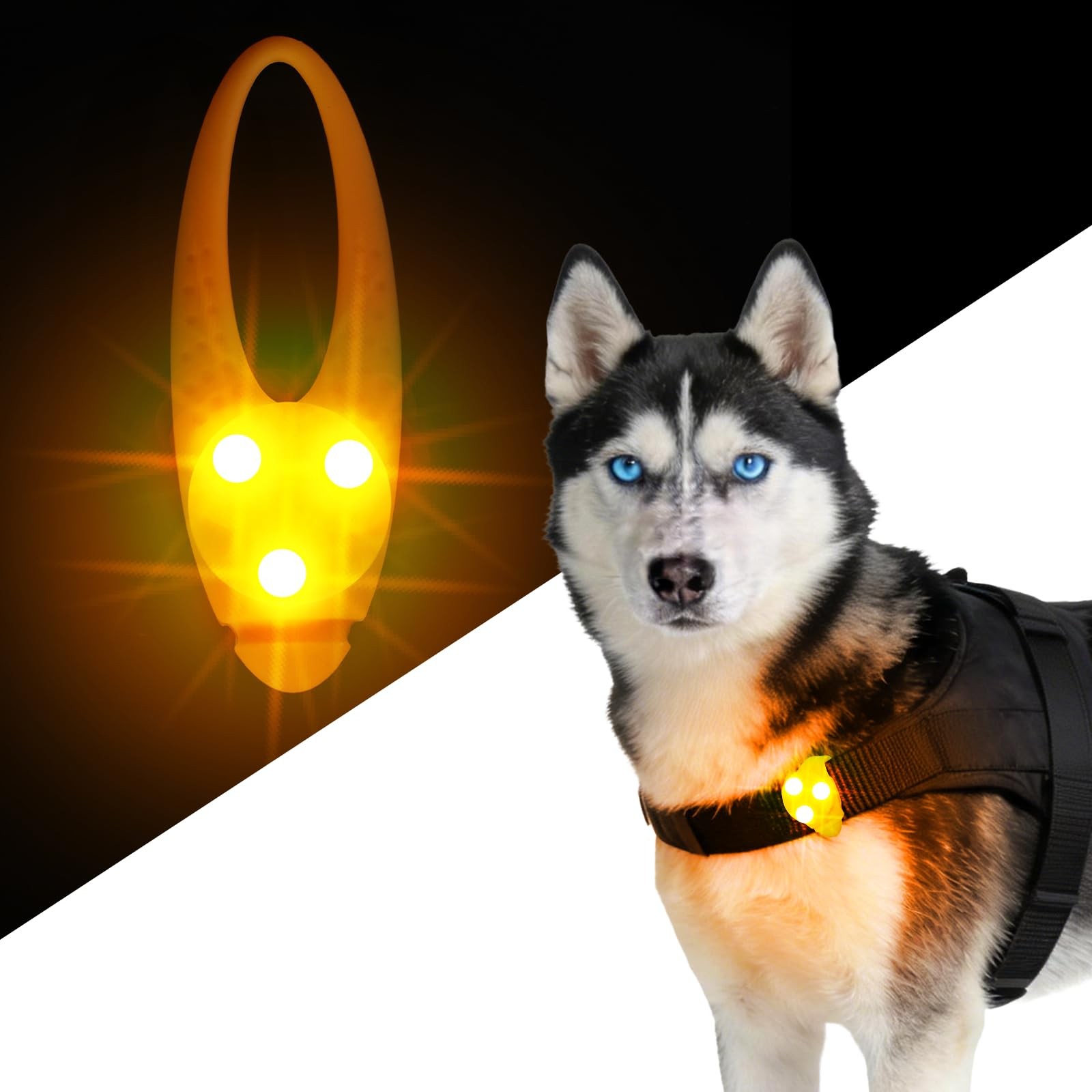 LaRoo Dog Lights for Night Walking, LED Dogs Collar Orange-A