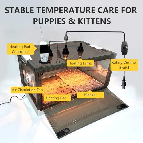 Pet Warming for Puppies & Kittens, Newborn Pet Care Box with Heating Pad