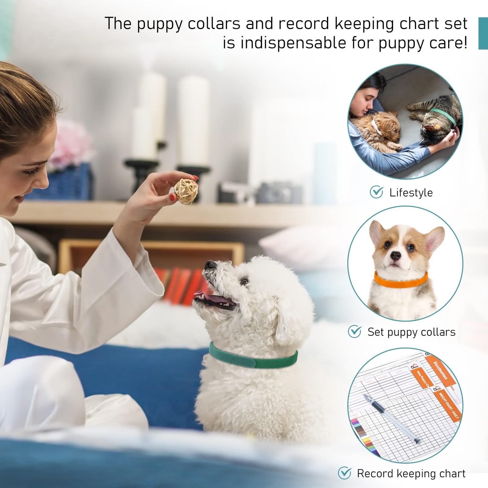 GAMUDA 20 Newborn Puppy Collars – Super Soft Double Velvet Whelping Puppy