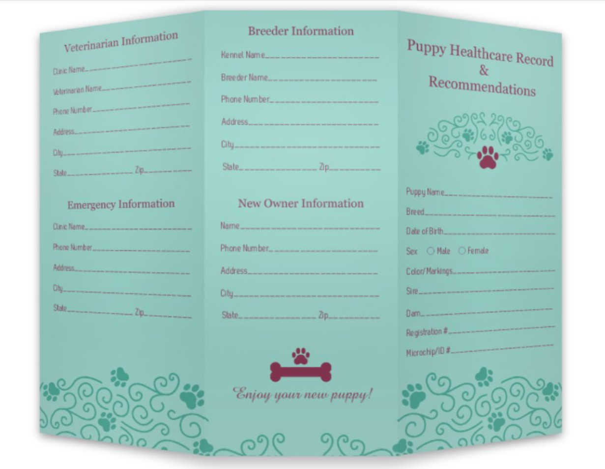 50-Pack Canine Health Records Shot Vaccination for Dogs Puppies Litters Breeders
