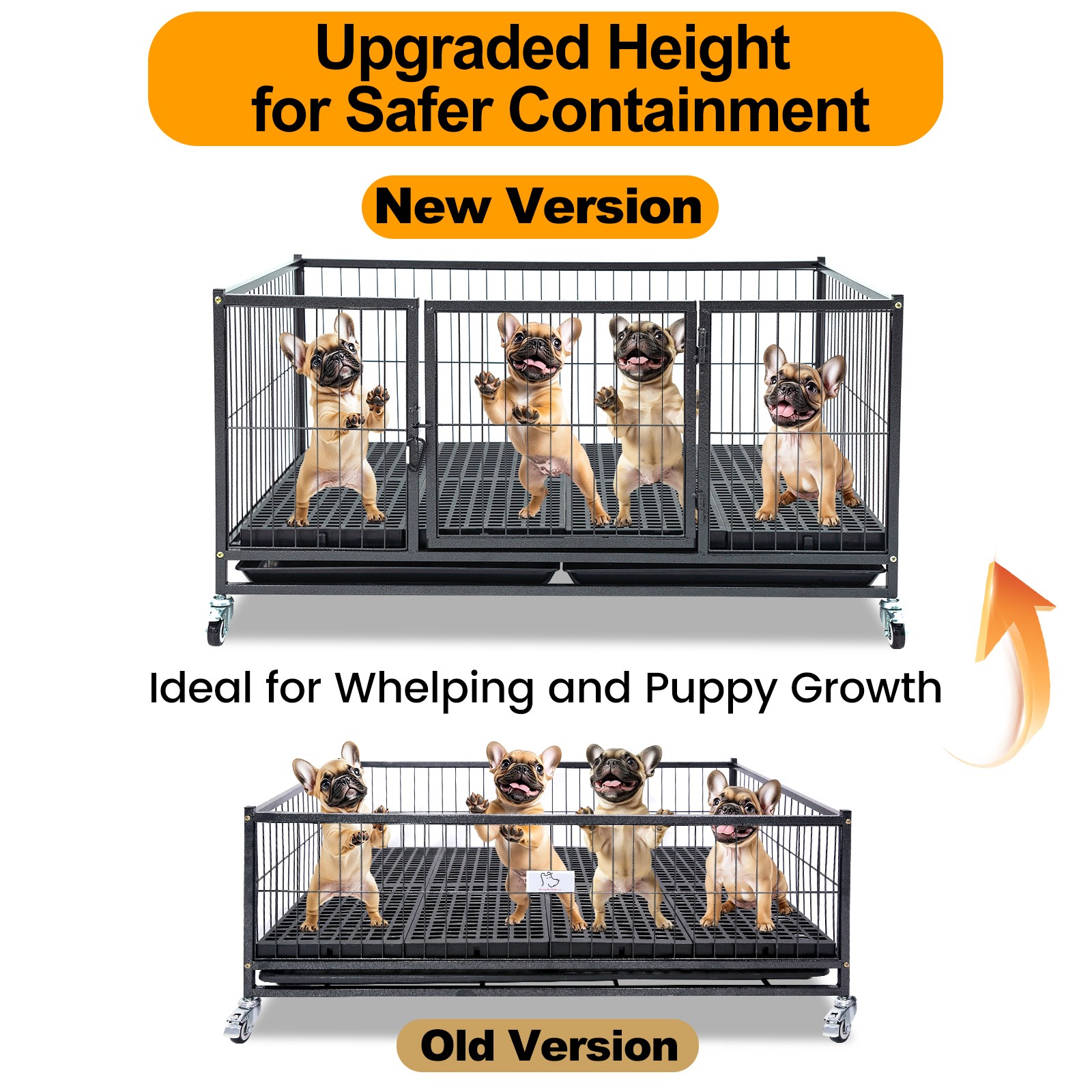 Homey Whelping Top Box w Plastic Floor Tray Casters for Small Breed Dogs