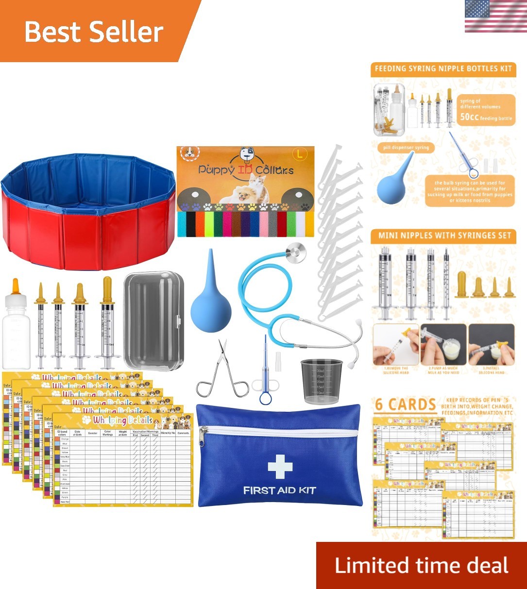 57-Piece Puppy & Kitten Whelping Kit – Essential Supplies for Newborn Care