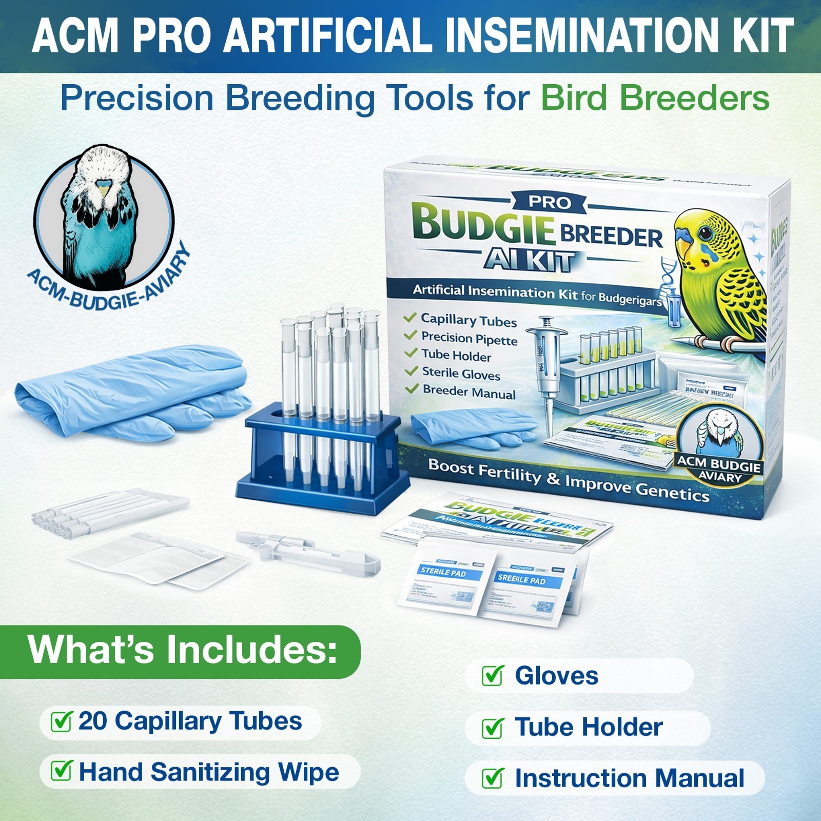ACM-BUDGIE-AVIARY Artificial Insemination Kit for Small Birds – Pro Budgie Breed