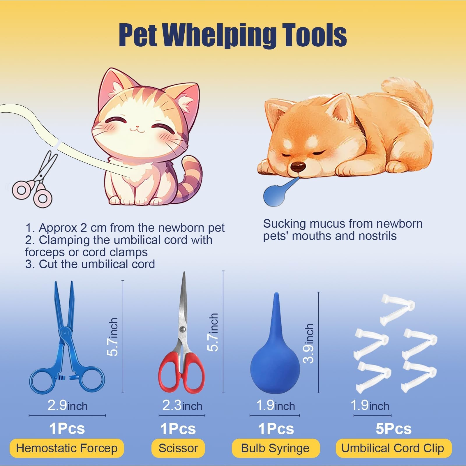 Complete Puppy & Kitten Whelping Kit – Feeding Bottle, Stethoscope, Scissors & M