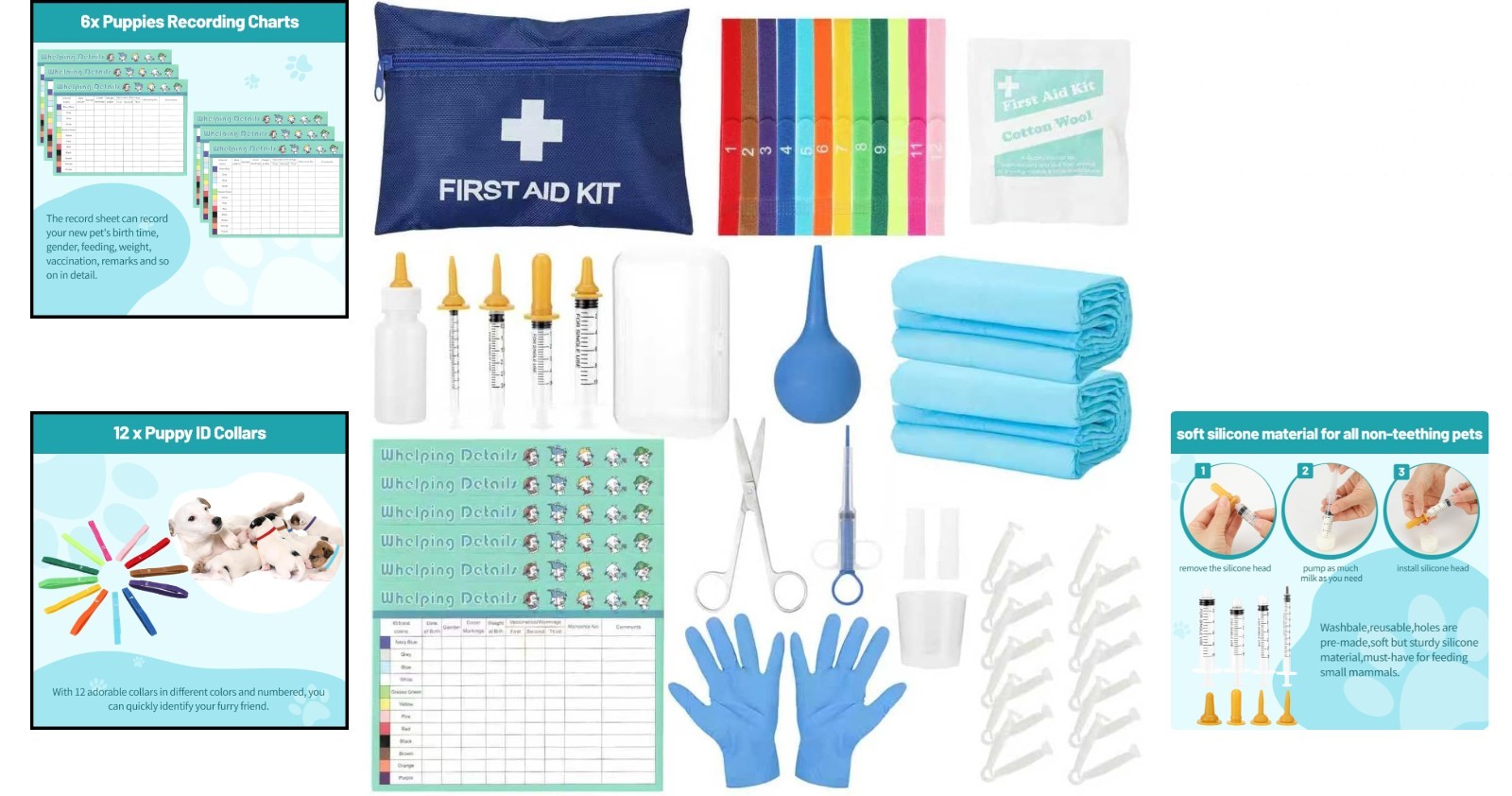 48-Piece Veterinary Approved Puppy Whelping Kit with Feeding and Care Essentials