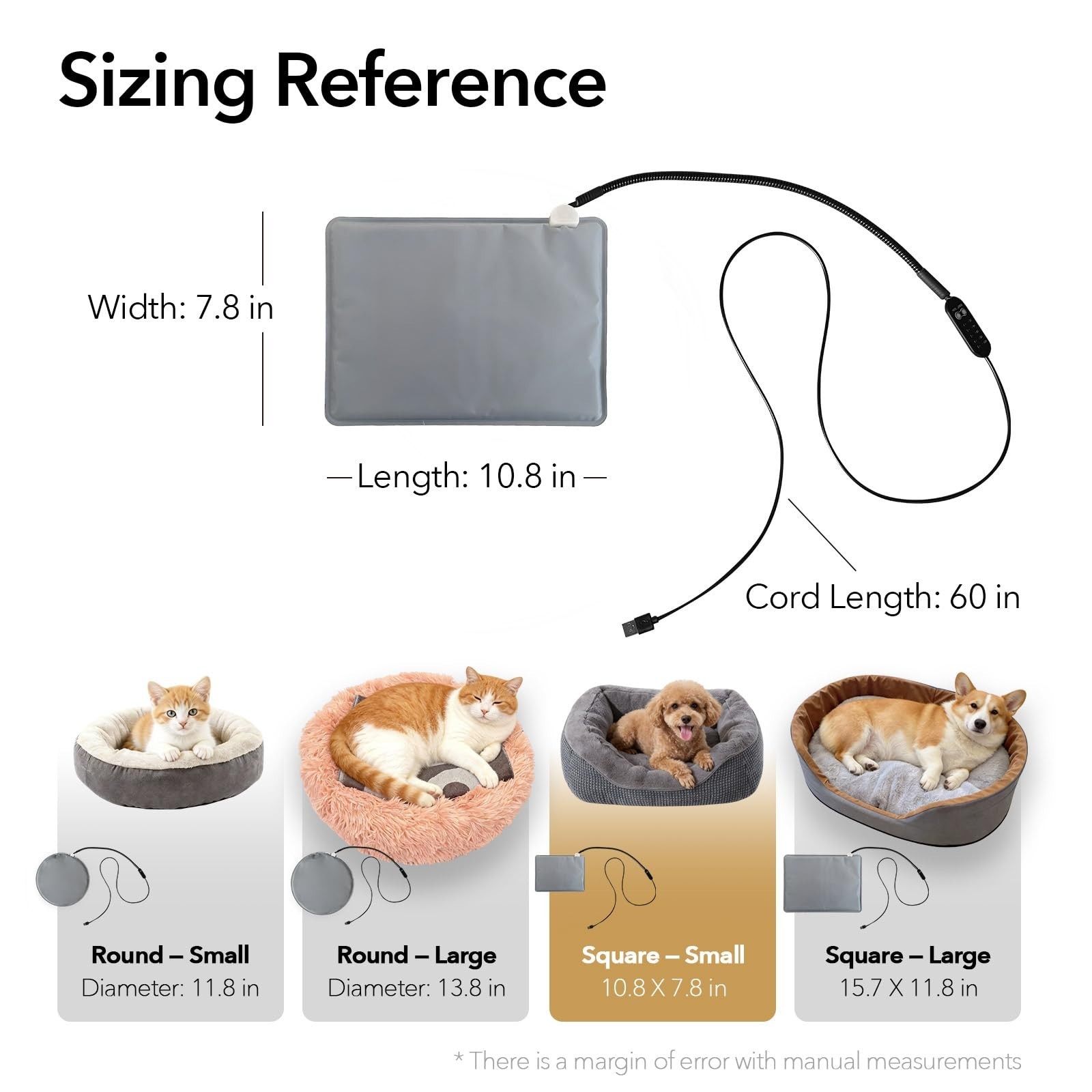 USB Pet Heating Pad – Turns Any Pet Bed Heated (Use Inside Bed), 5V/2A Req