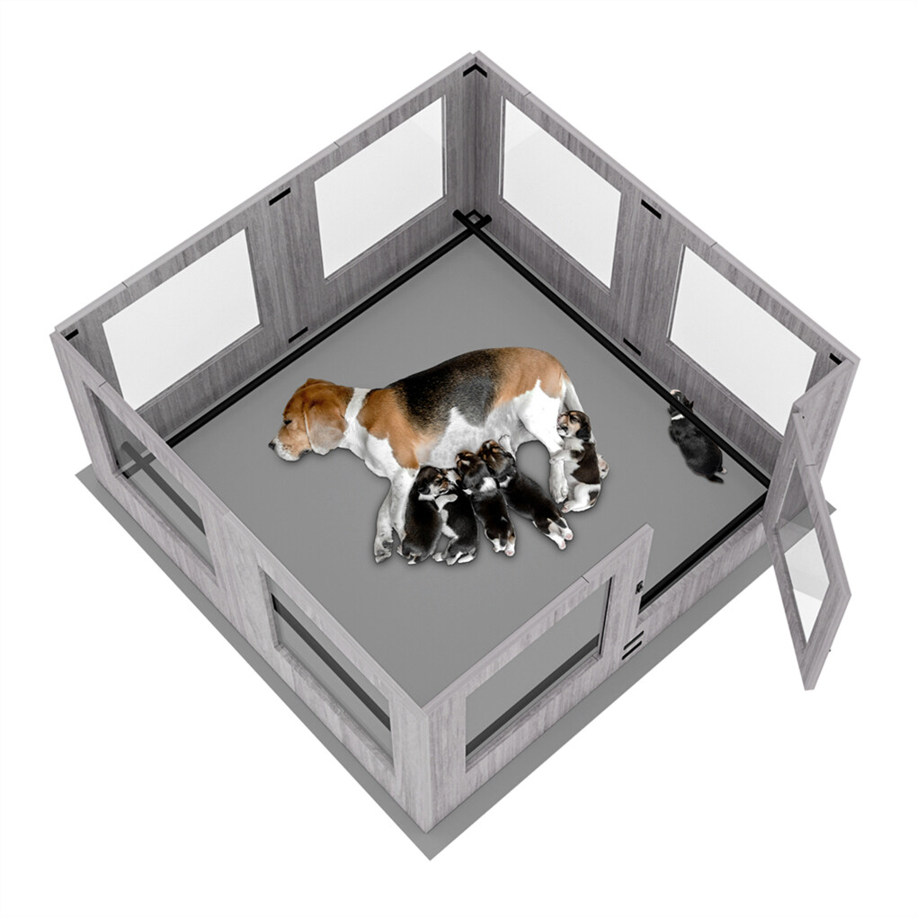XL Safest Tempered Glass Dog Whelping Pen Box Shatter-proof Playpen Exercise Box