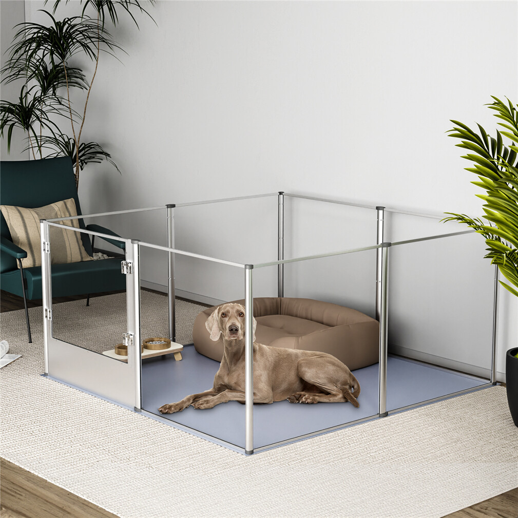 Acrylic Dog Playpen Pet Dog Exercise Pens Dog Kennel Crate Aluminium Rod Support