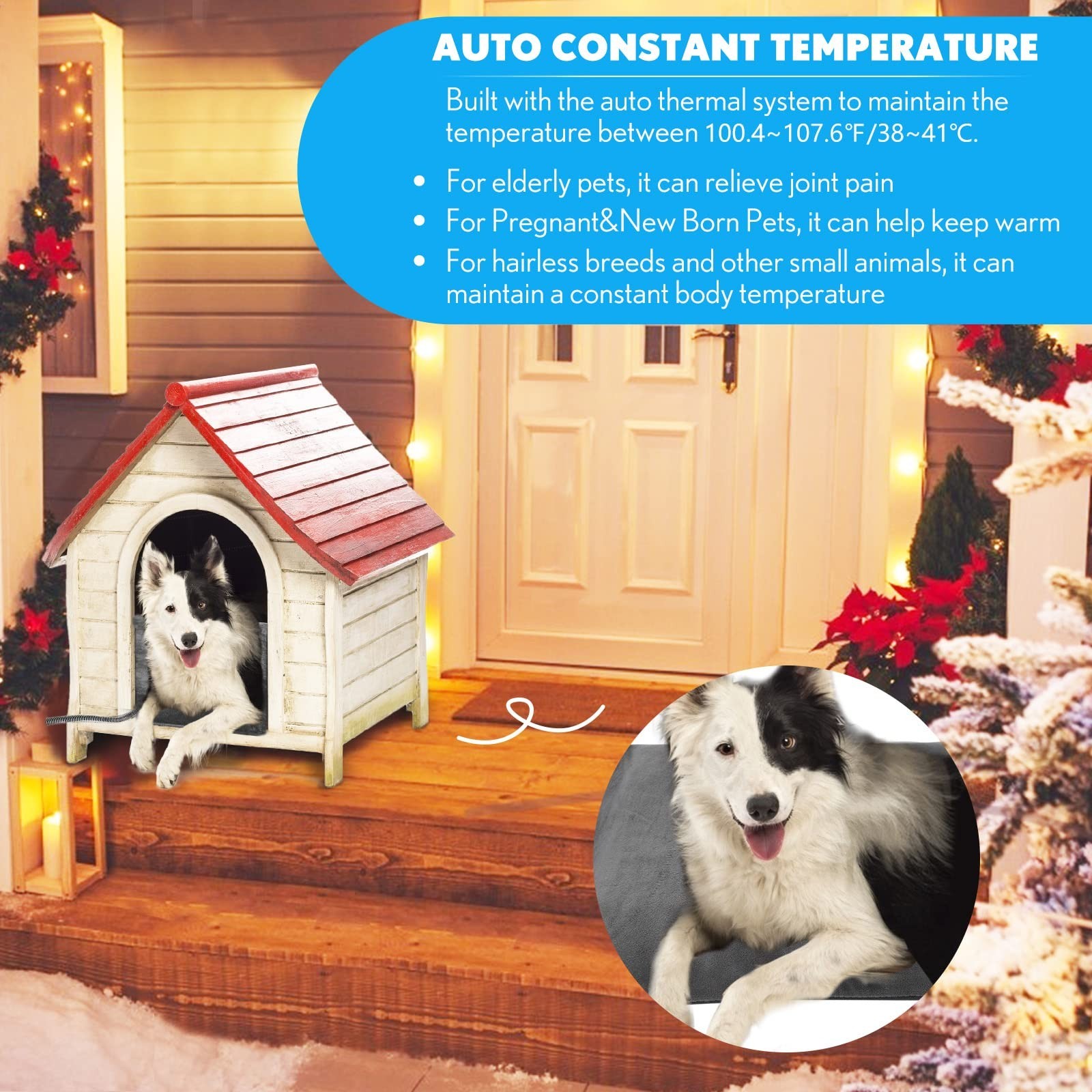 PETNF Outdoor Heated Pet Bed with Waterproof Cover,Pet Heating Pads for Dog,S…