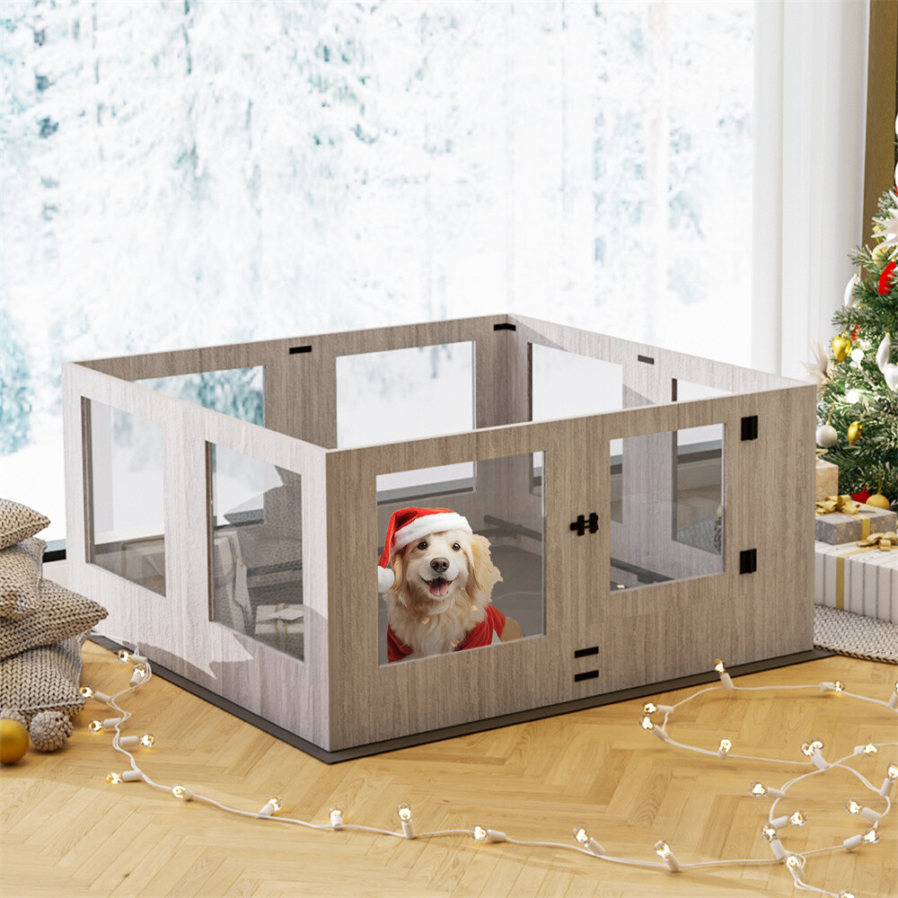Heavy Duty Clear Pet Whelping Box With Waterproof Pad Dog Playpen Exercise Pen