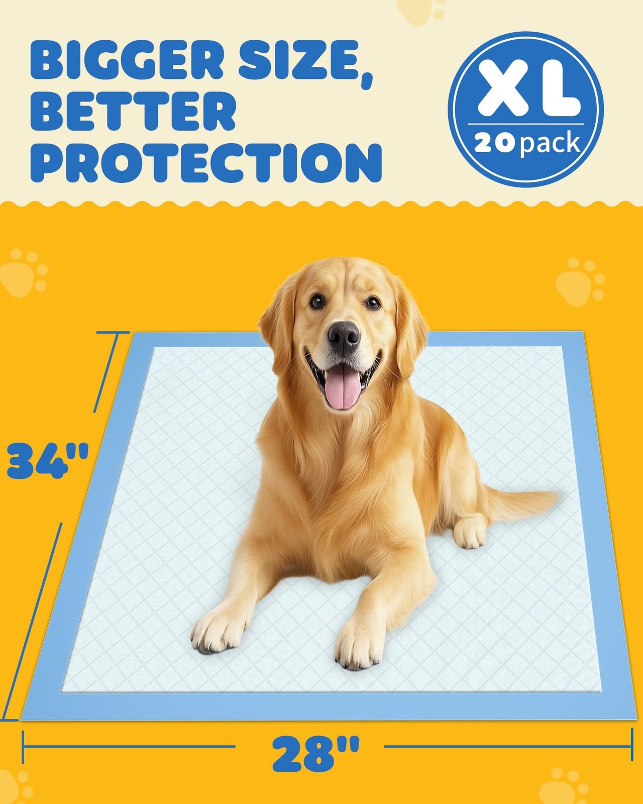 Powools Puppy Pads – XL 34” x 28” Dog Training Pads with Fast Absorb Core &…