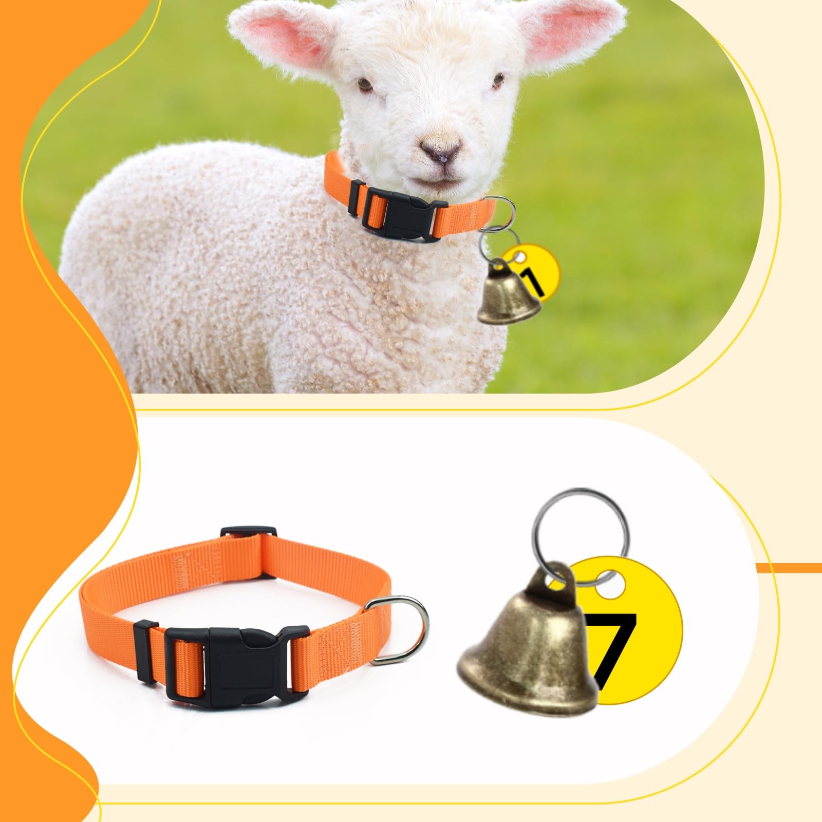 ETCYAOXIN 12-Pack Goat Collars with Bells and Numbered Multicolor