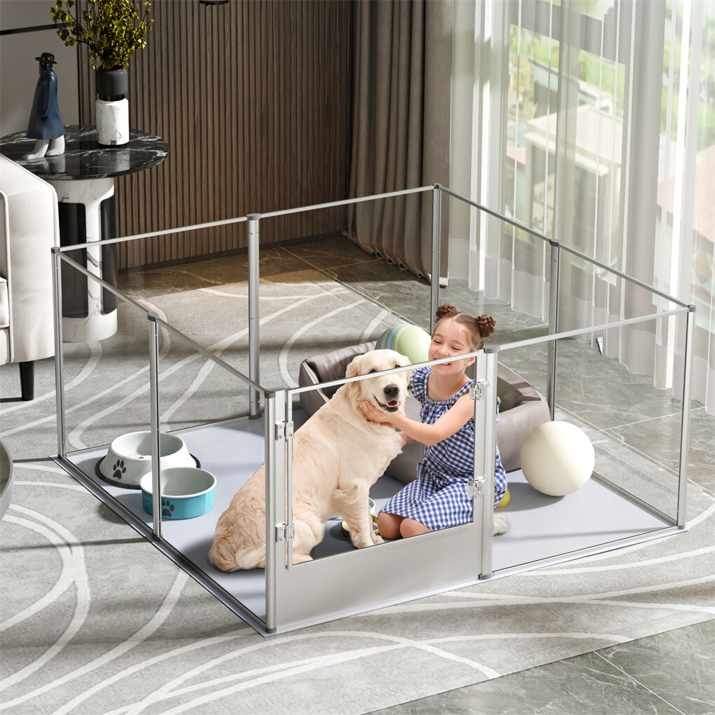 XXL Dog Playpen Pet Birth Fence Indoor Enclosure Scratch-Resistant Acrylic Box