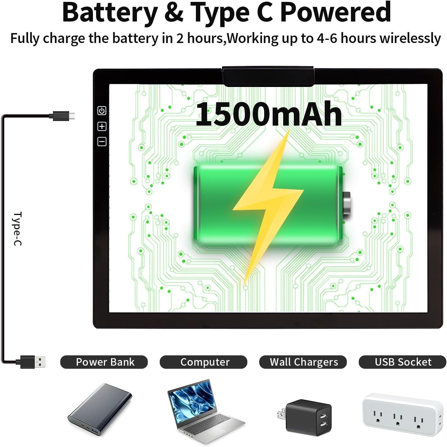 Rechargeable A4 Light Box with Padded Case,led Light pad with Built-in Stand & C