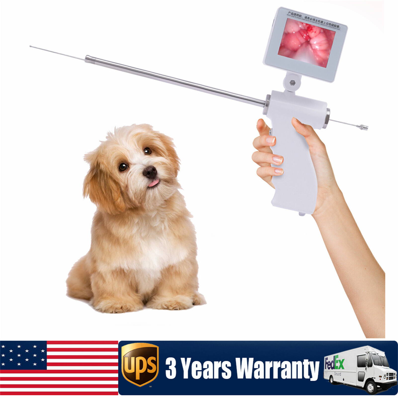 Insemination Kit for Dog Visual Insemination Gun 340mm w/ Adjustable Screen