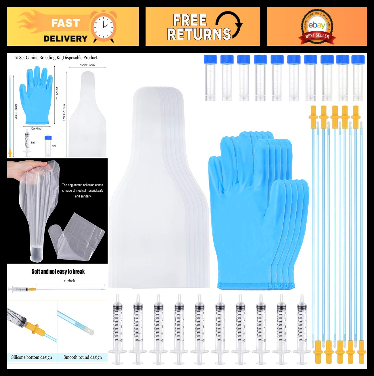 10 Set Dog Breeding Kit – Artificial Insemination Supplies for Small & Medium Br