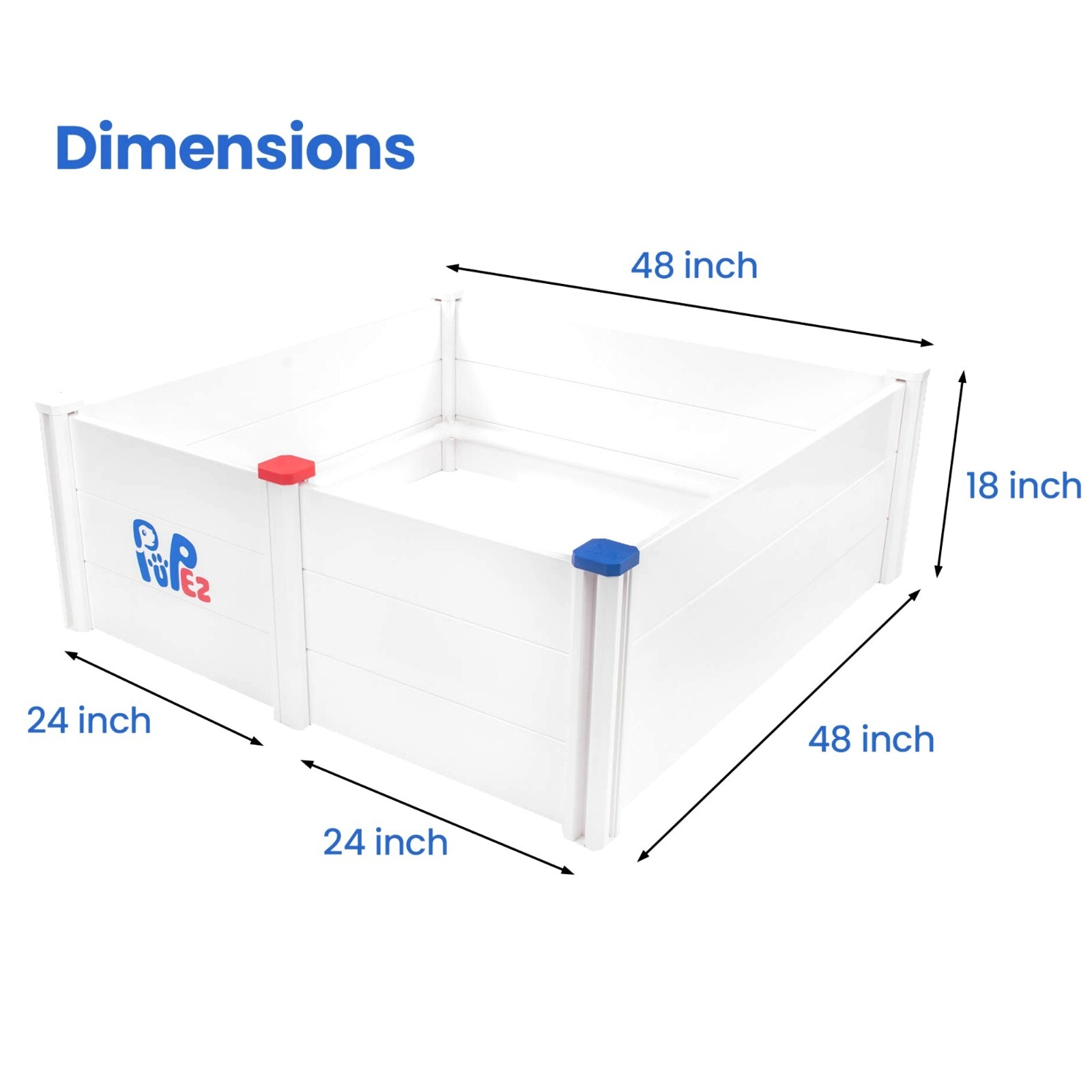 Whelping Box for Dog Breeding + *BONUS PUPPY RAIL* | ALL BREEDS | 48″x48″x18″