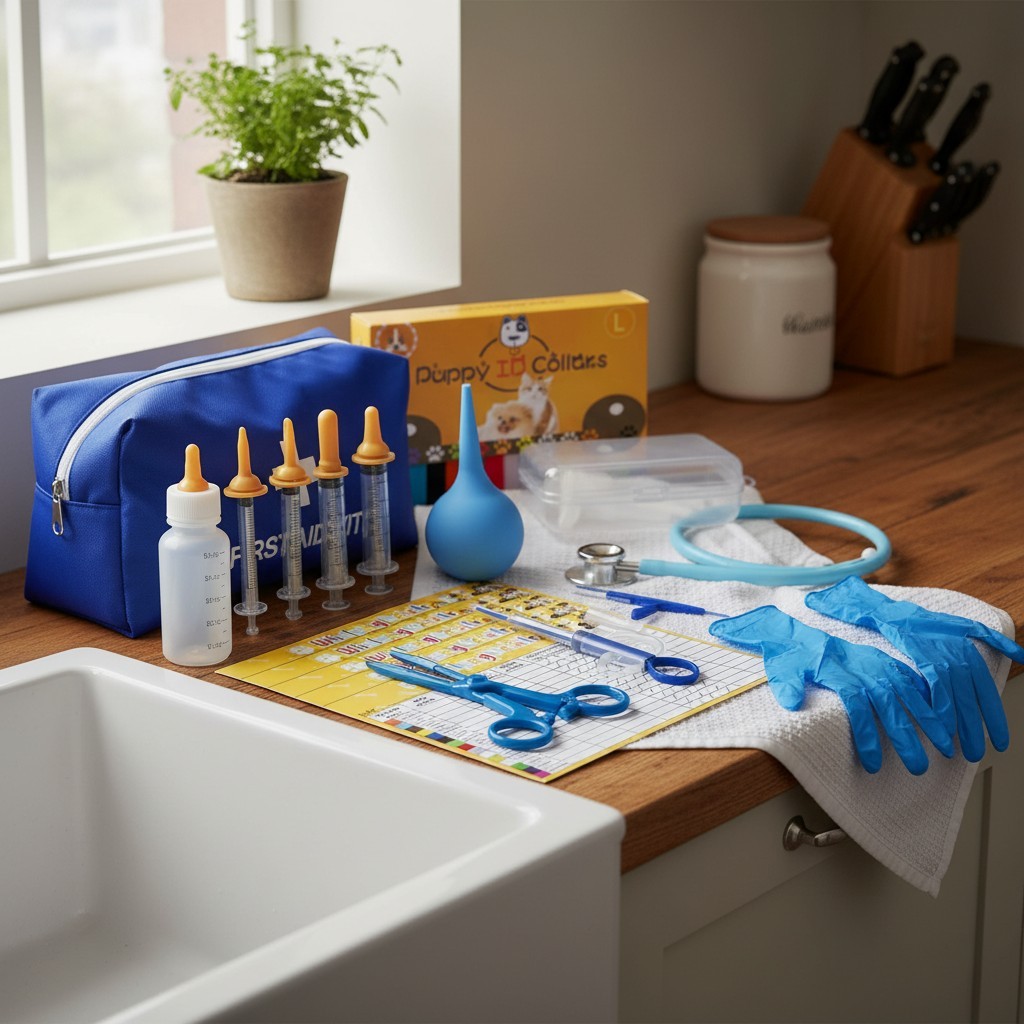48-Piece Veterinary Approved Puppy Whelping Kit with Feeding and Care Essentials