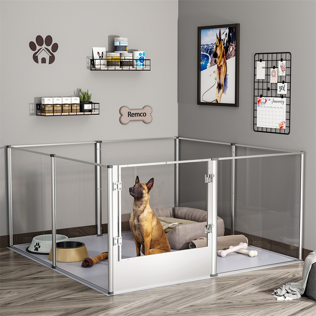 XXL Dog Playpen Pet Birth Fence Indoor Enclosure Scratch-Resistant Acrylic Box