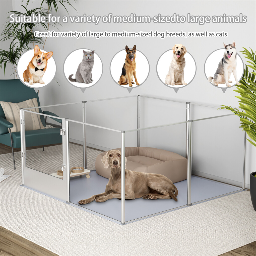 XXL Dog Playpen Pet Birth Fence Indoor Enclosure Scratch-Resistant Acrylic Box