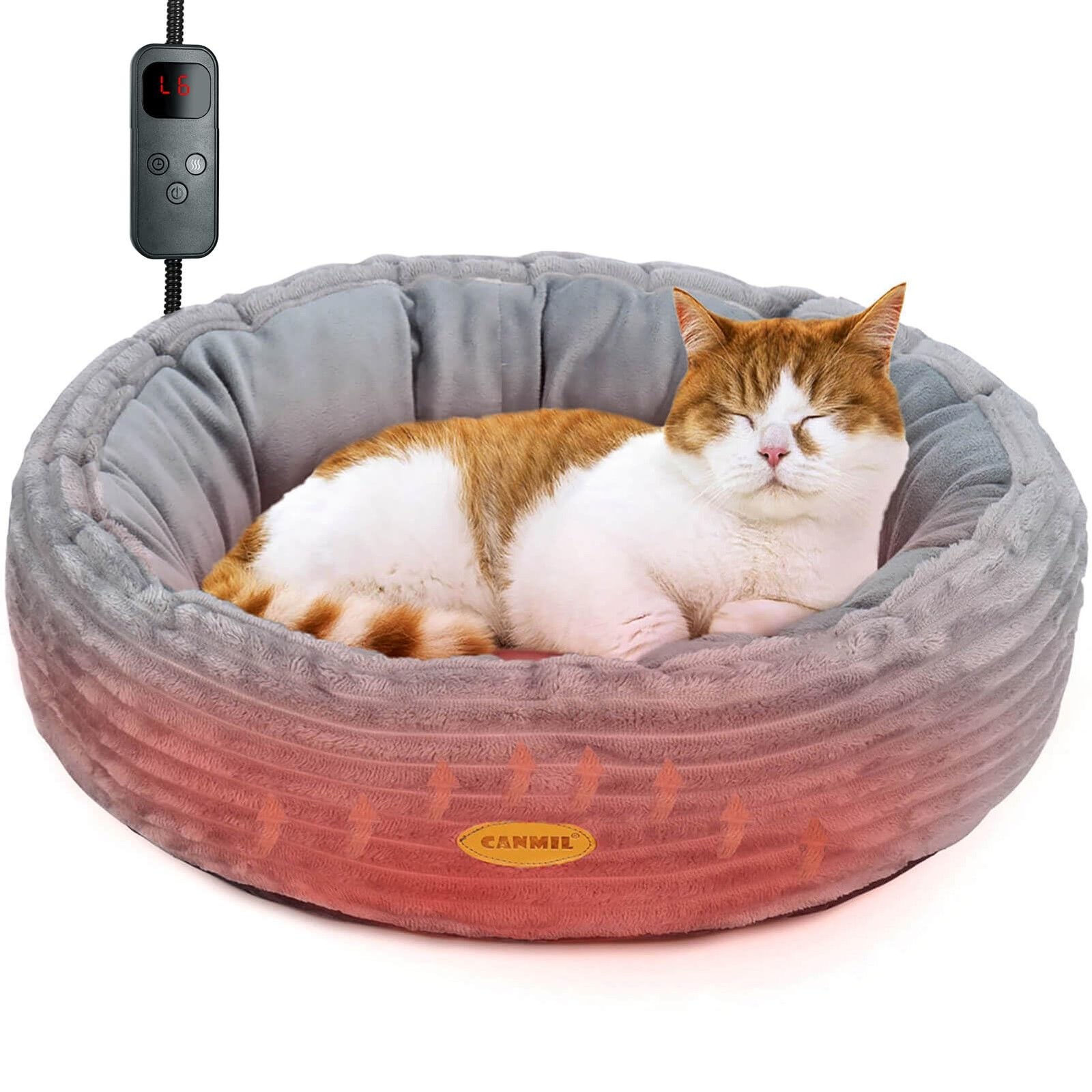 Heated Cat Bed for Indoor Cats, 20’’ Electric Cat Heated Bed Pet War