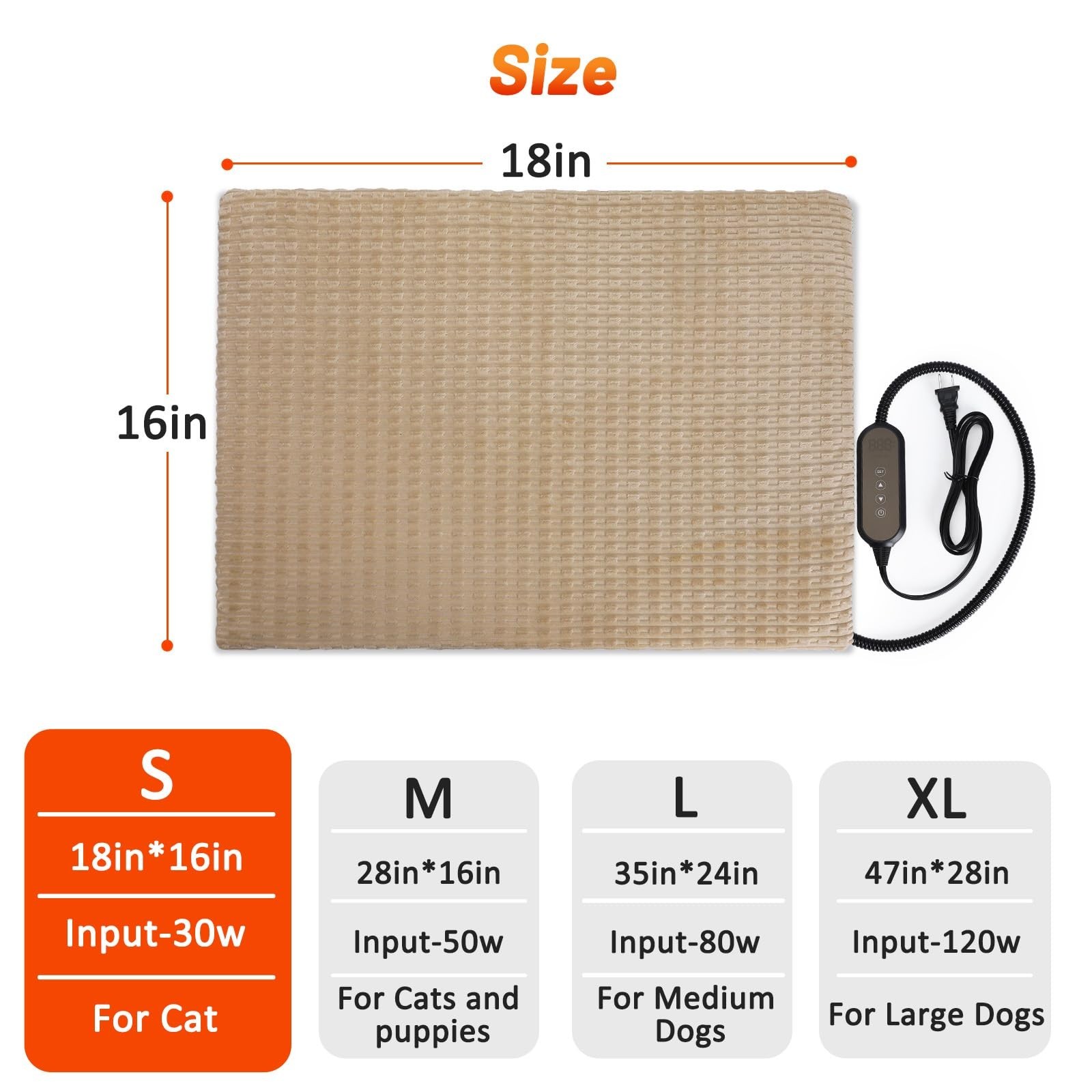 Heated Cat Bed, Waterproof Heated Cat Dog Bed with Adjustable Temperature & T…