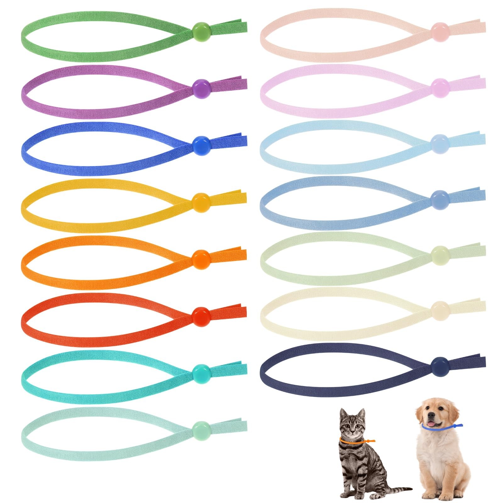 75Pcs Stretchy Puppy Collars for Litter Colored Whelping Identification Bands fo